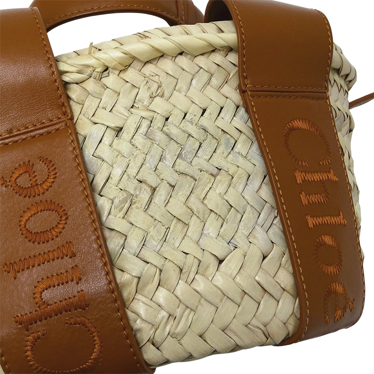 Chloé Brown Raffia Leather Basket Handbag Shoulder Bag (Pre-Owned)