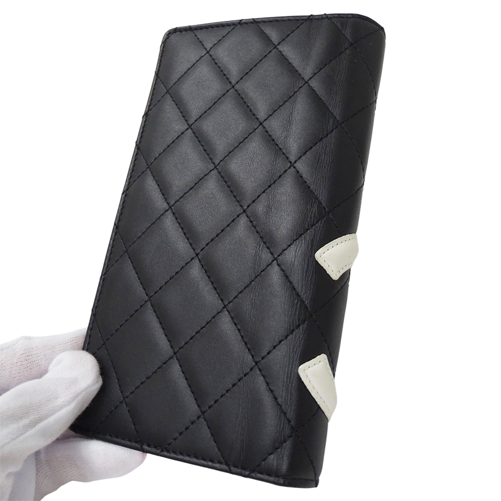 Chanel Cambon Black Leather Long Wallet (Bi-Fold) (Pre-Owned)