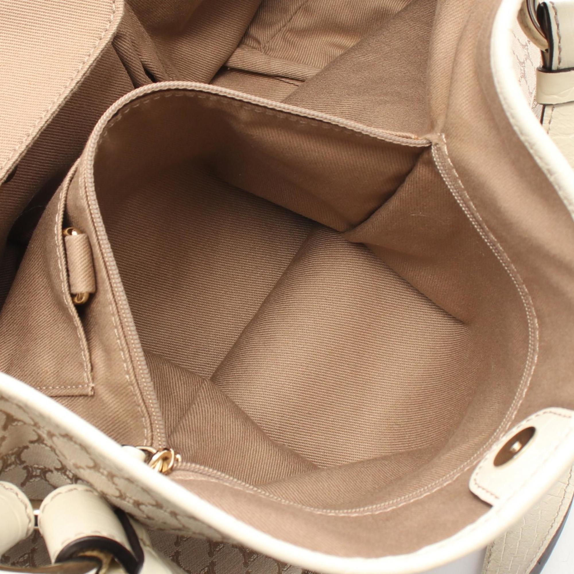 Celine Beige Ivory Coated Canvas Leather Handbag Tote Bag (Pre-Owned)