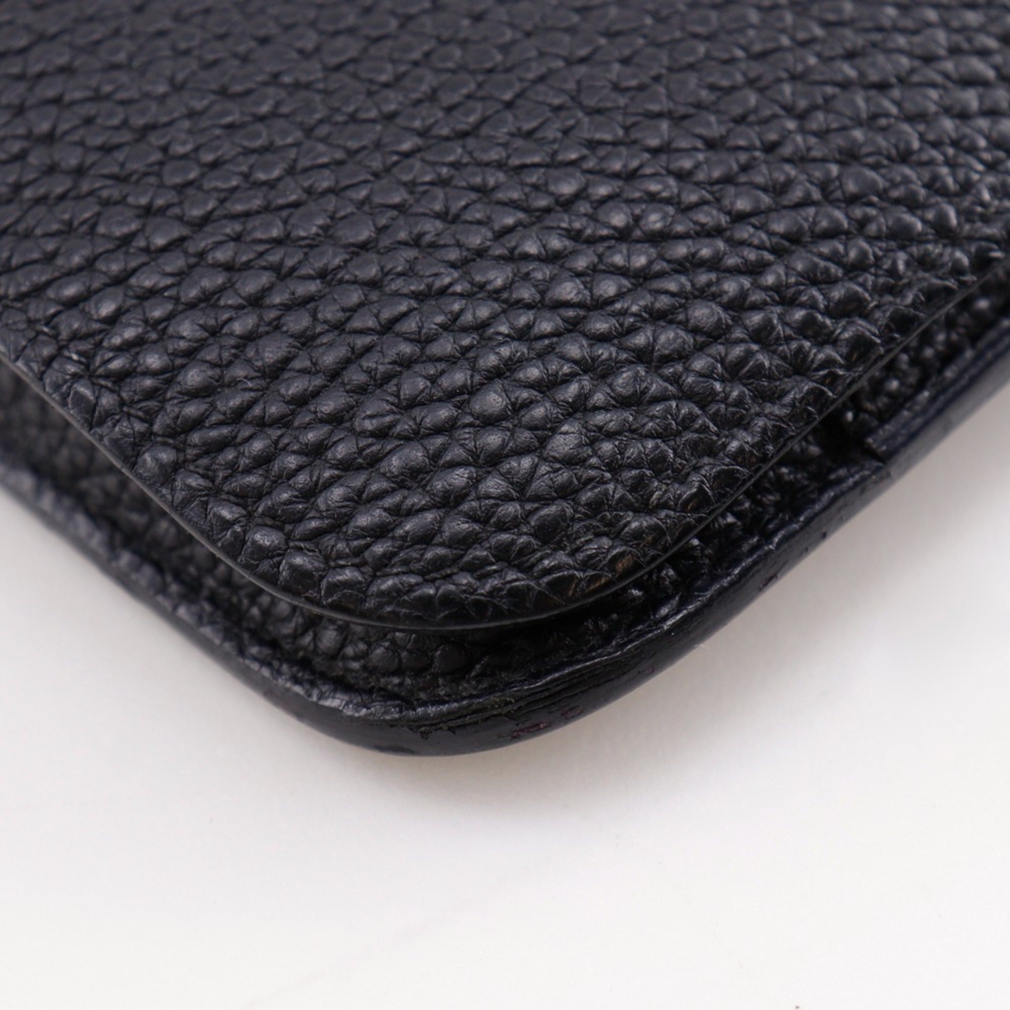 Hermes Black Taurillon Clemence Leather Long Wallet (Bi-Fold) (Pre-Owned)