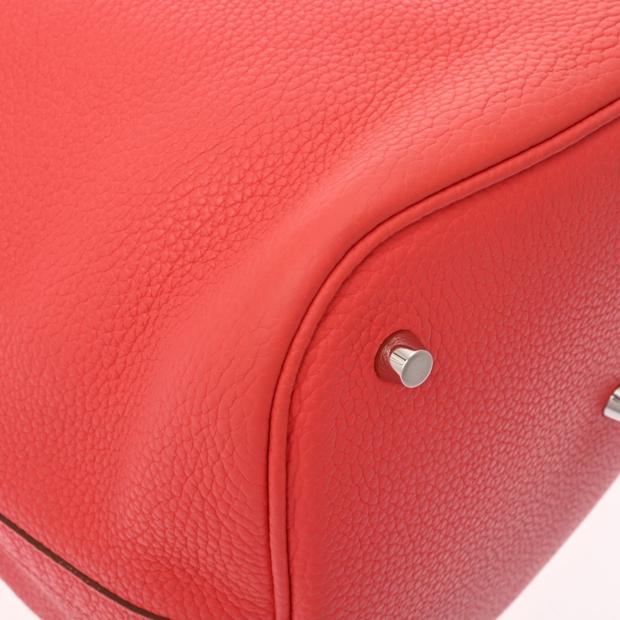 Hermes Red Color Taurillon Clemence Leather Handbag (Pre-Owned)