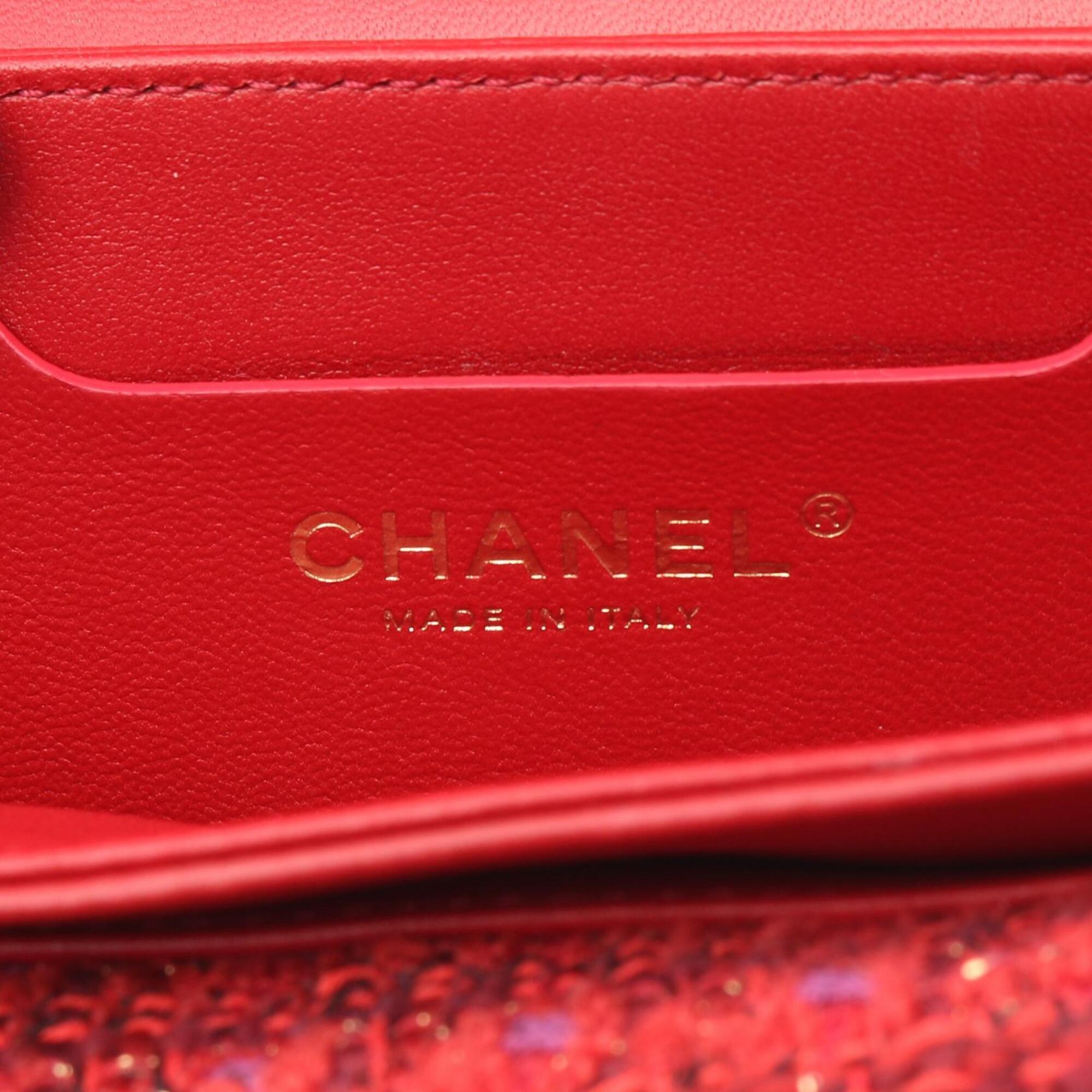 Chanel Red Color Fabric Handbag Shoulder Bag (Pre-Owned)