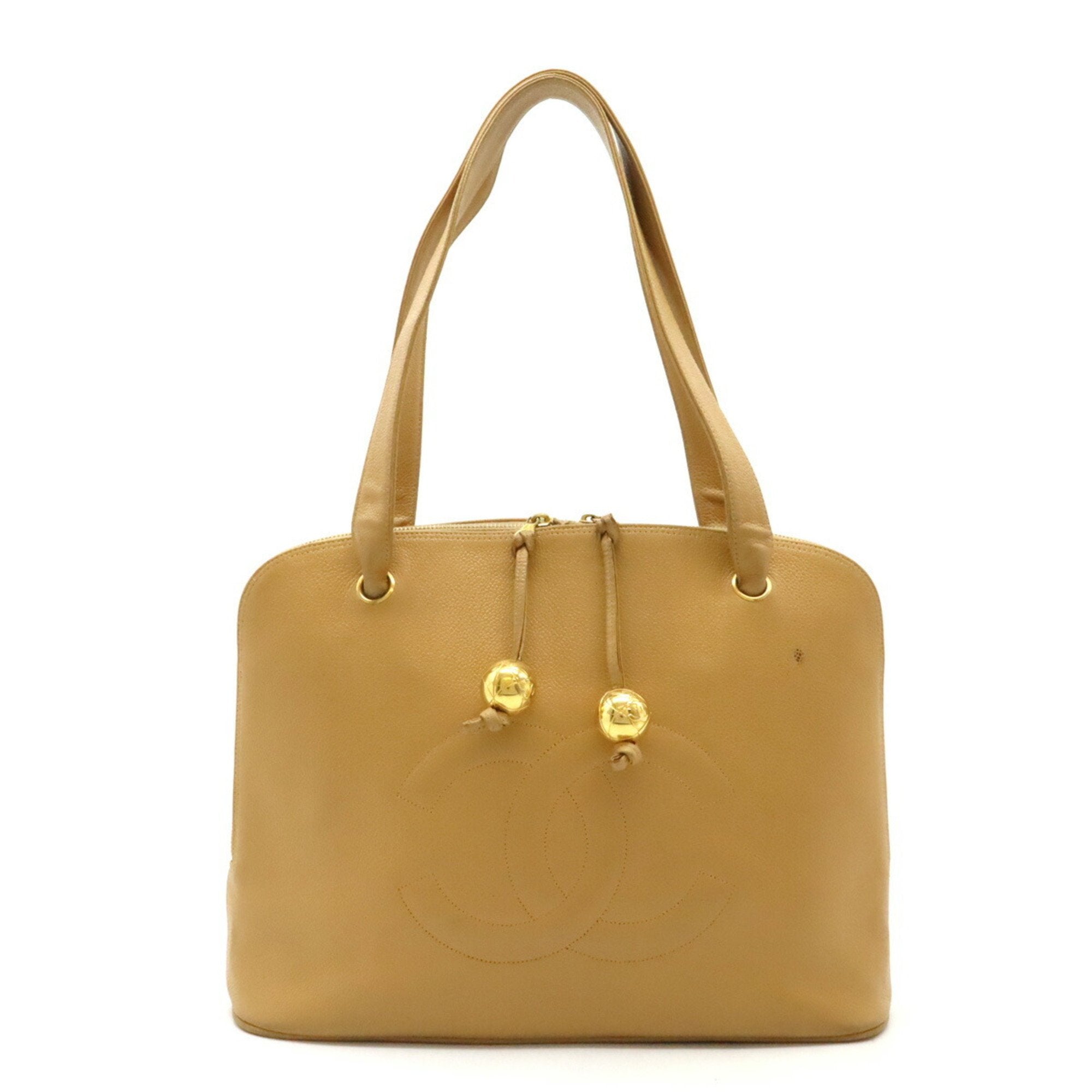 Chanel Caviar Skin Beige Caviar Leather Tote Bag (Pre-Owned)