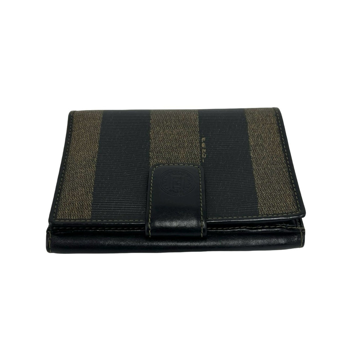 Fendi Black Khaki Canvas Leather Wallet (Bi-Fold) (Pre-Owned)