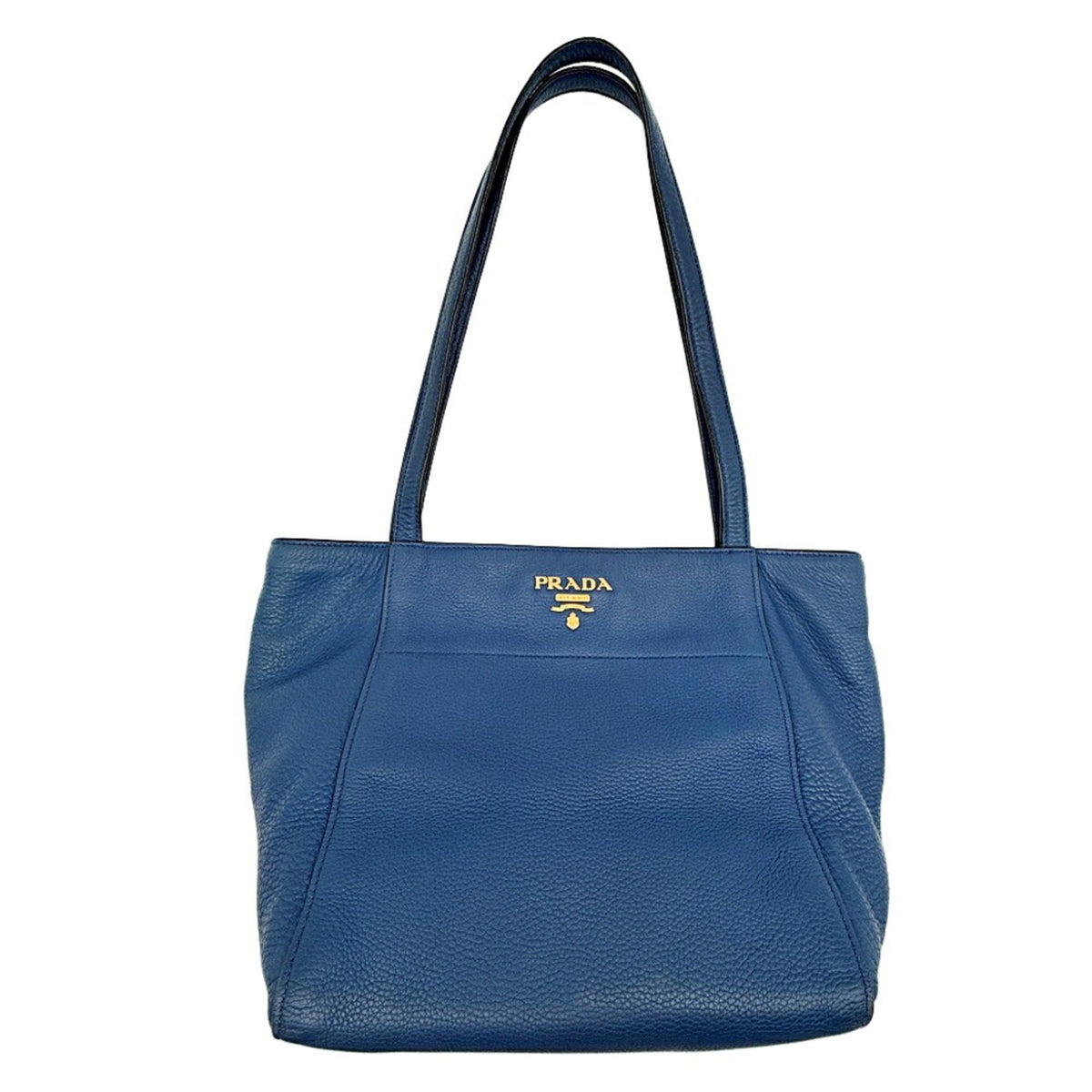 Prada Blue Leather Shoulder Bag Tote Bag (Pre-Owned)