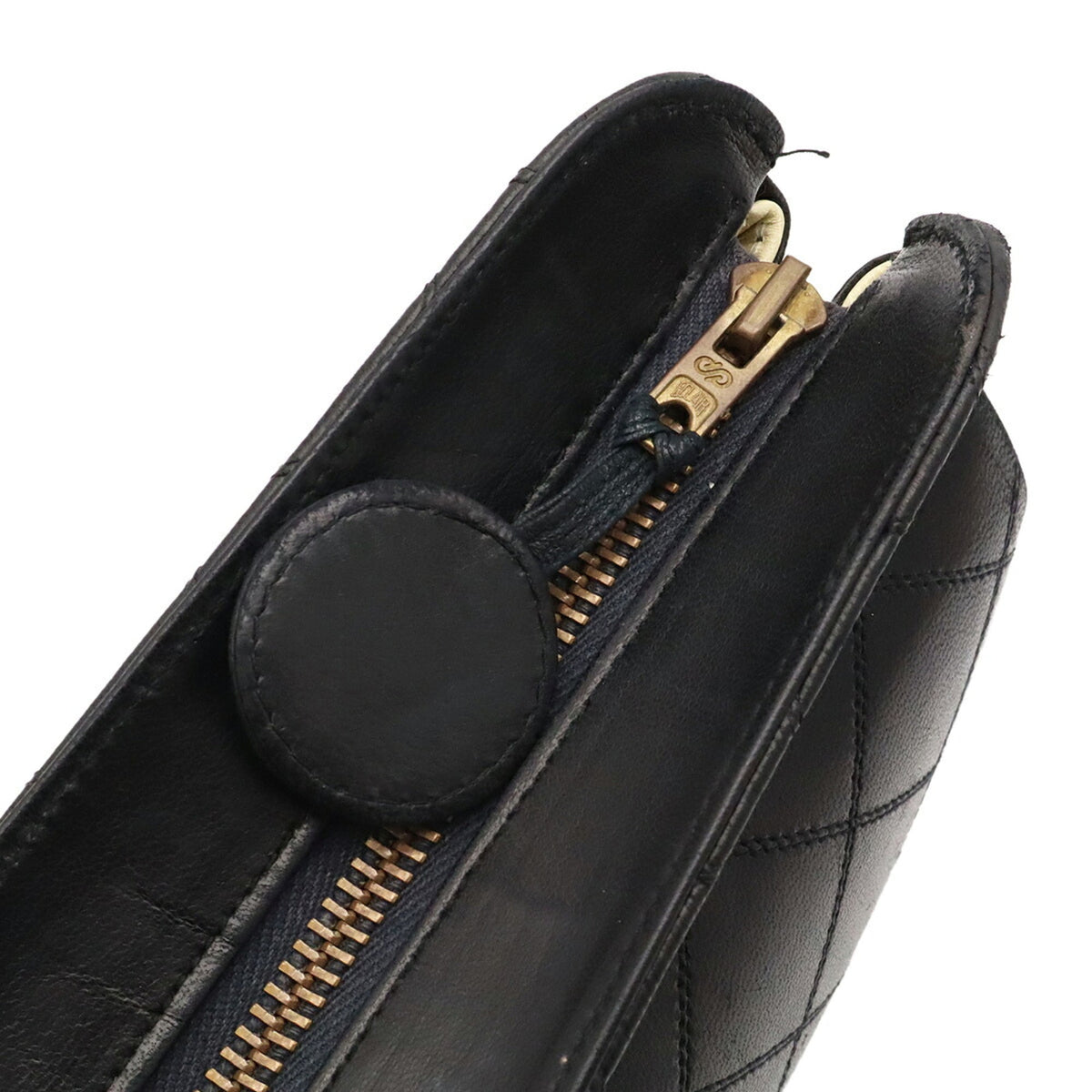 Chanel Bicolor Black Leather Clutch Bag (Pre-Owned)
