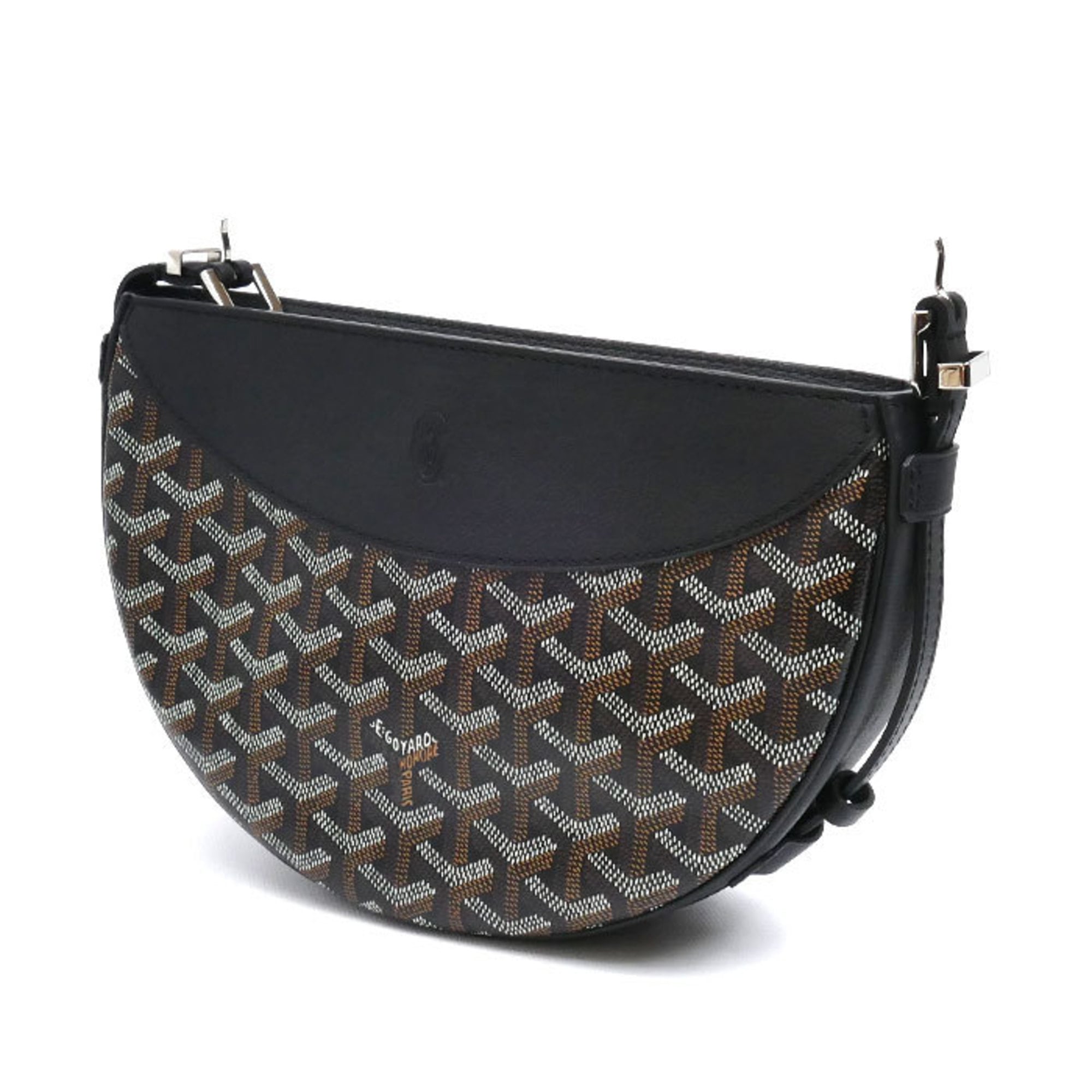 Goyard Black Leather Canvas Shoulder Bag (Pre-Owned)
