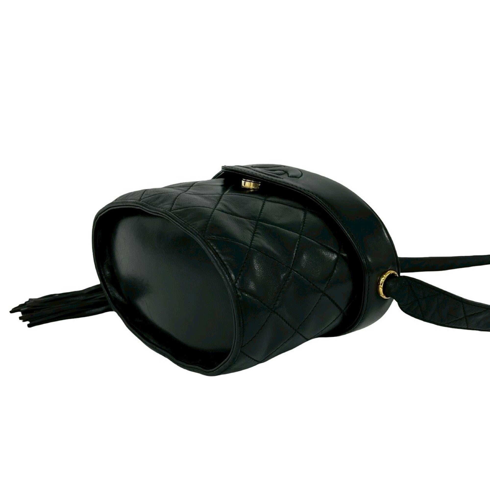 Chanel Black Leather Shoulder Bag Vanity Bag (Pre-Owned)