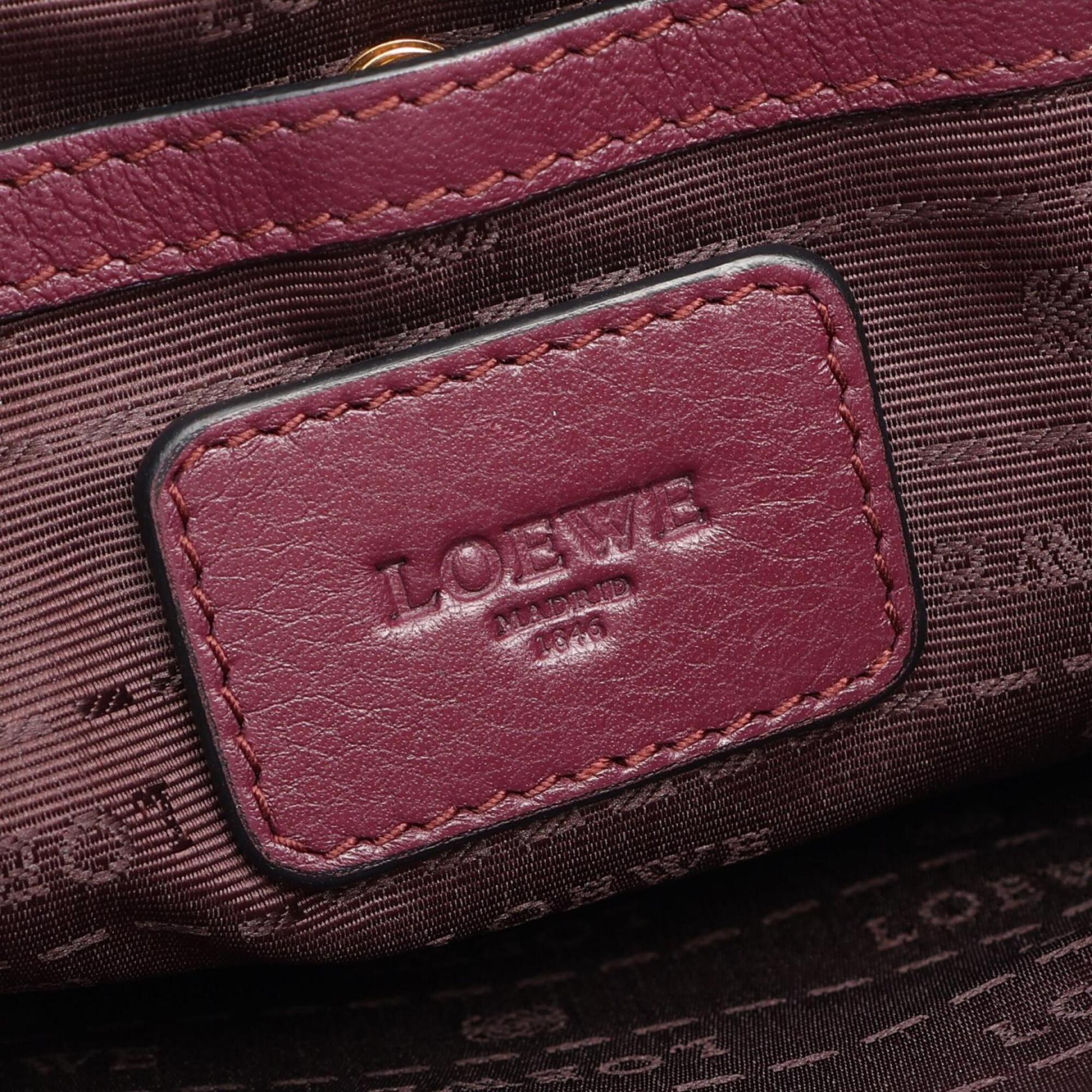 Loewe Bordeaux Leather Handbag Shoulder Bag (Pre-Owned)