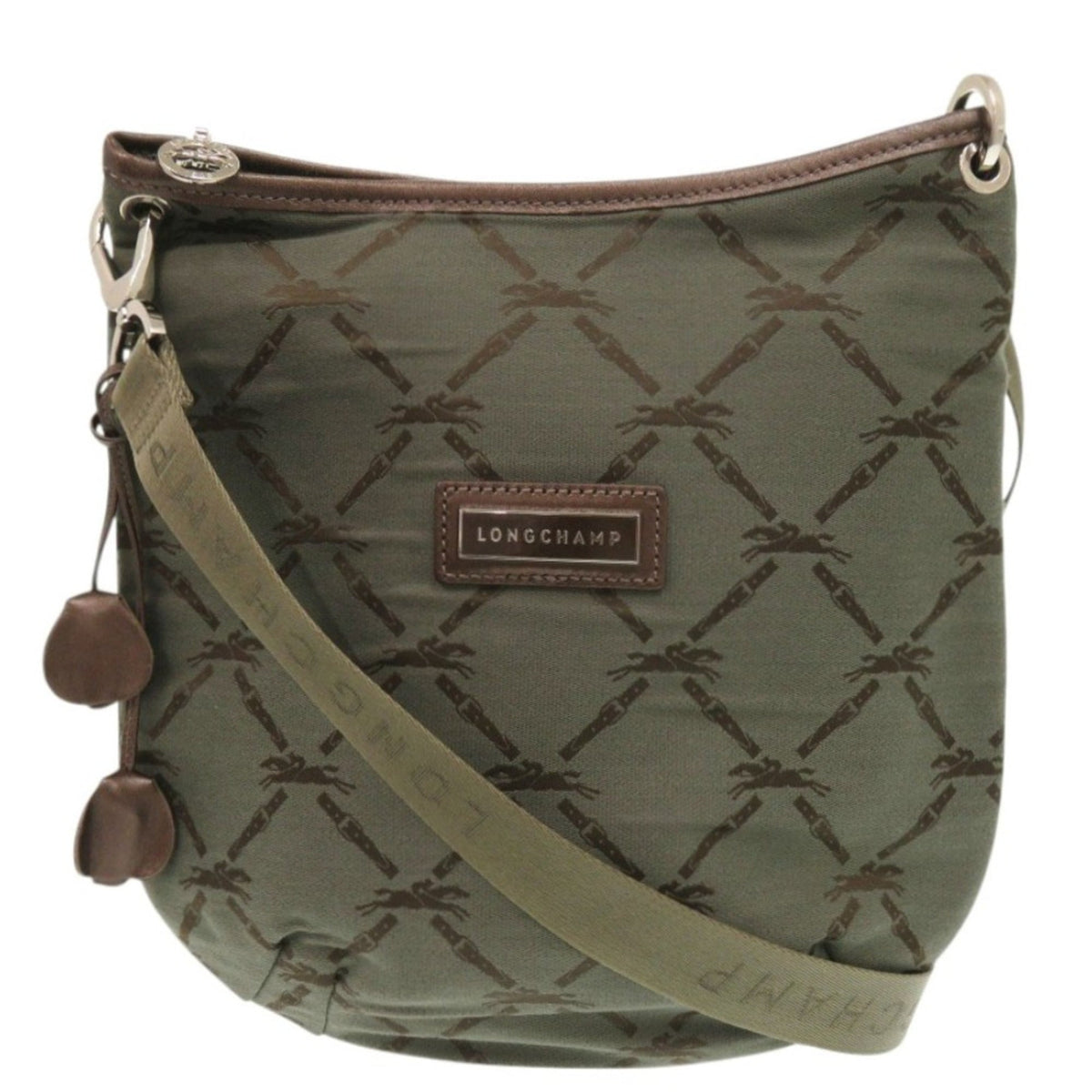 Longchamp Khaki Cotton Shoulder Bag (Pre-Owned)