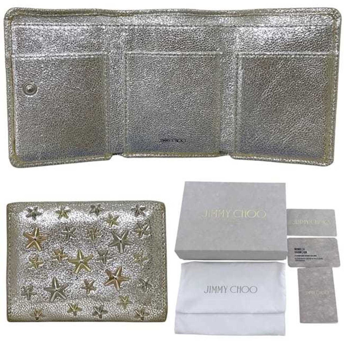 Jimmy Choo Gold Leather Wallet (Tri-Fold) (Pre-Owned)