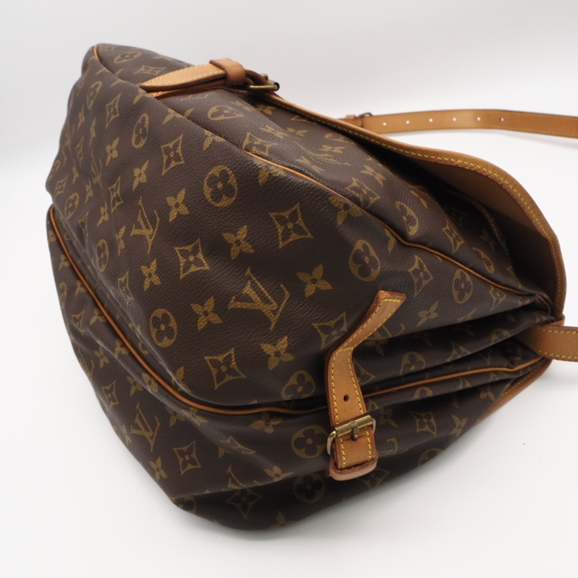 Louis Vuitton Monogram Beige Brown Coated Canvas Leather Shoulder Bag (Pre-Owned)