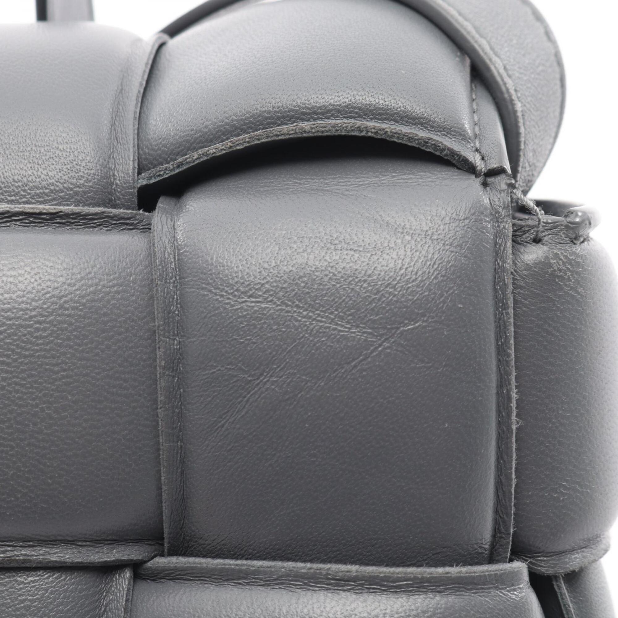 Bottega Veneta Intrecciato Gray Leather Handbag Shoulder Bag (Pre-Owned)