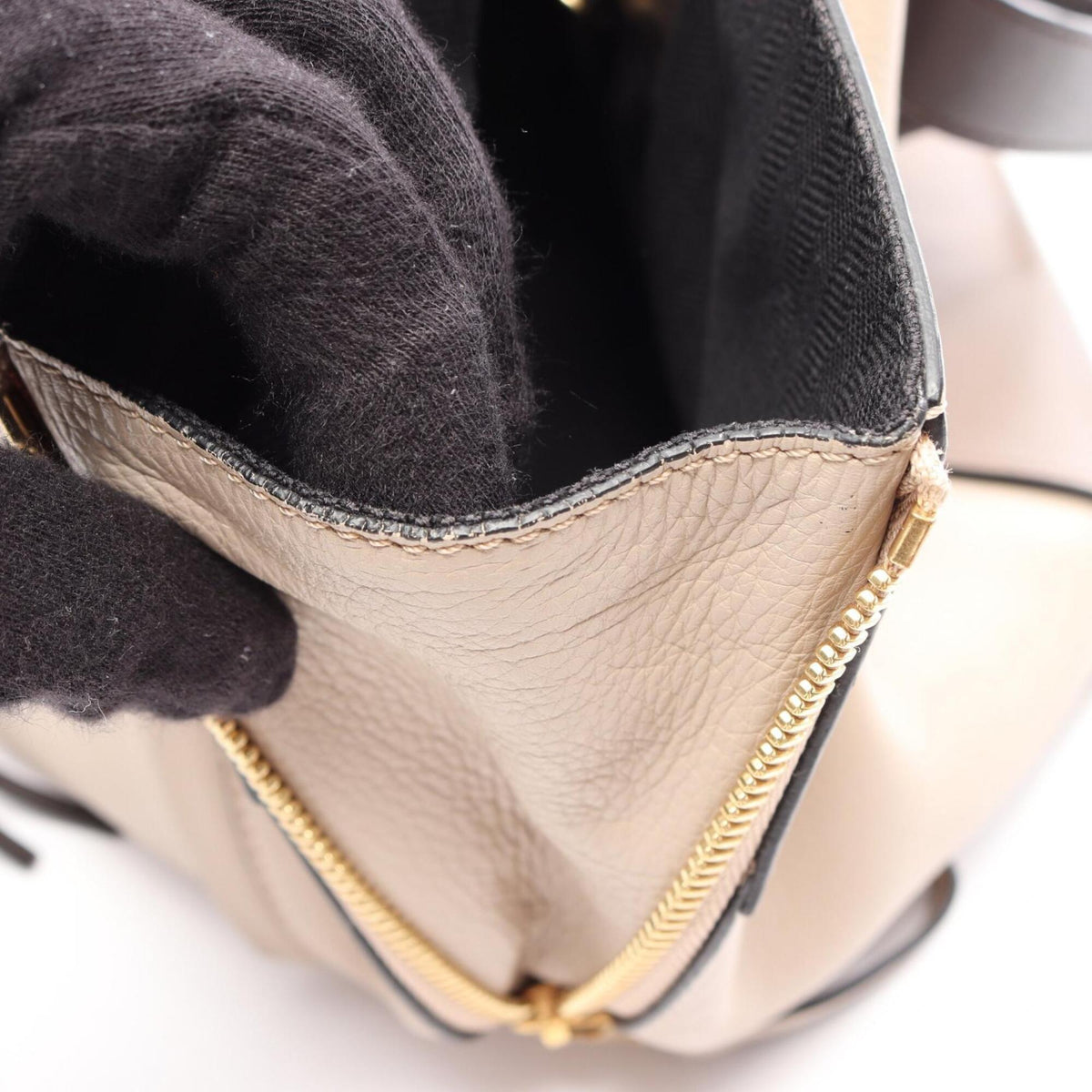 Loewe Beige Brown Gray Leather Handbag (Pre-Owned)