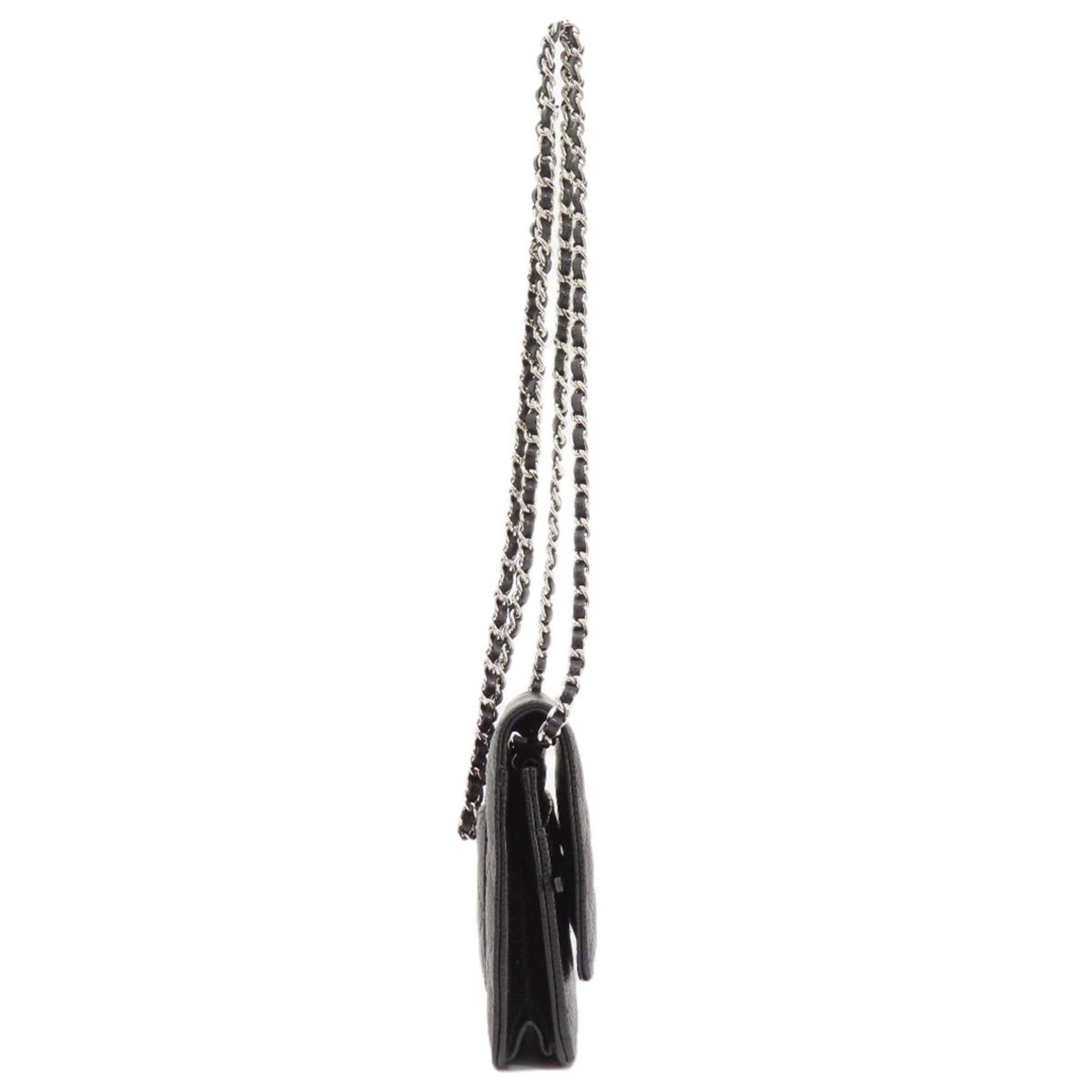 Chanel Black Caviar Leather Chain/Shoulder Wallet (Pre-Owned)