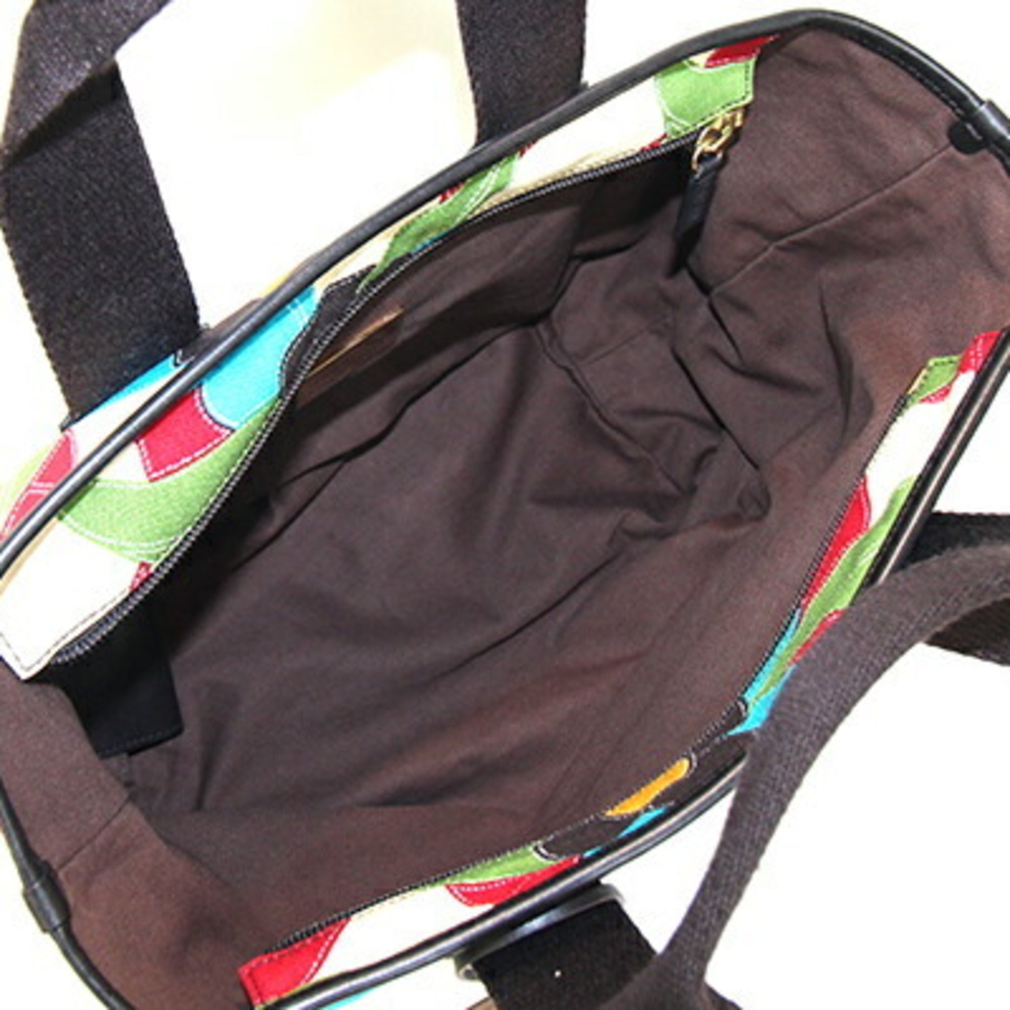 Bally Dark Brown Multi-Color Canvas Leather Handbag Tote Bag (Pre-Owned)