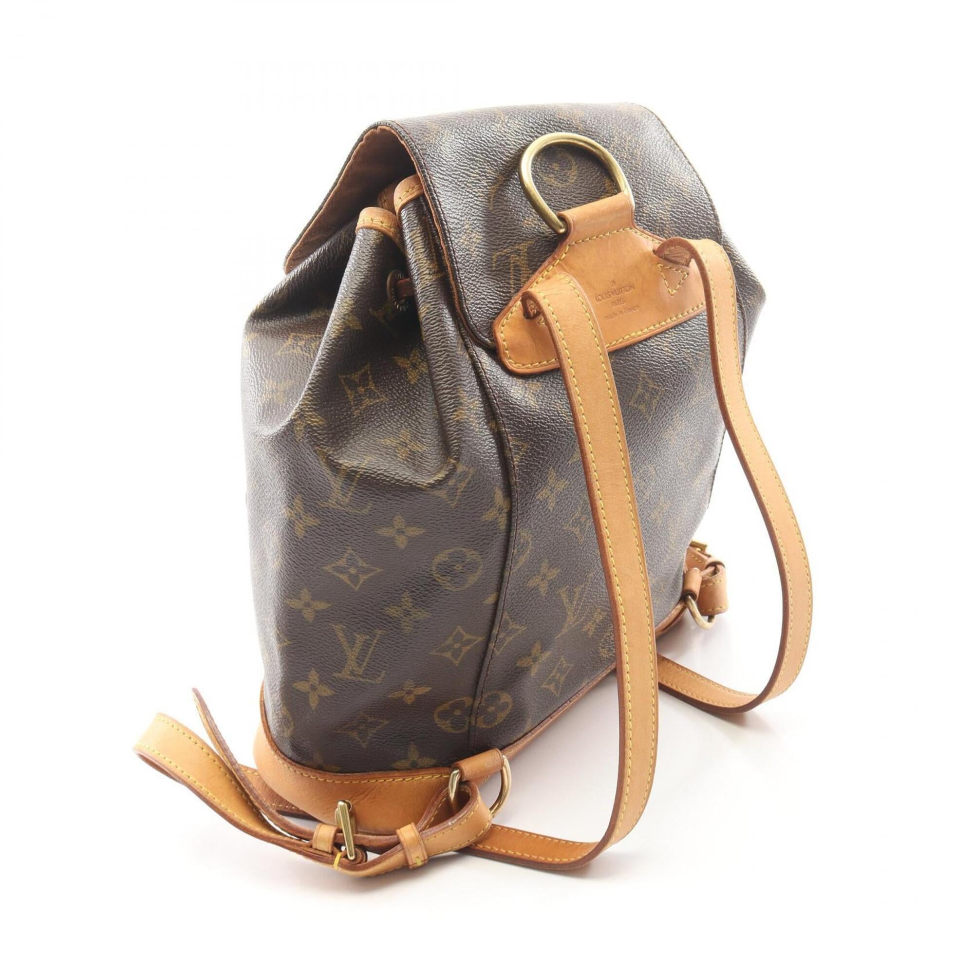Louis Vuitton Brown Coated Canvas Leather Backpack Handbag (Pre-Owned)