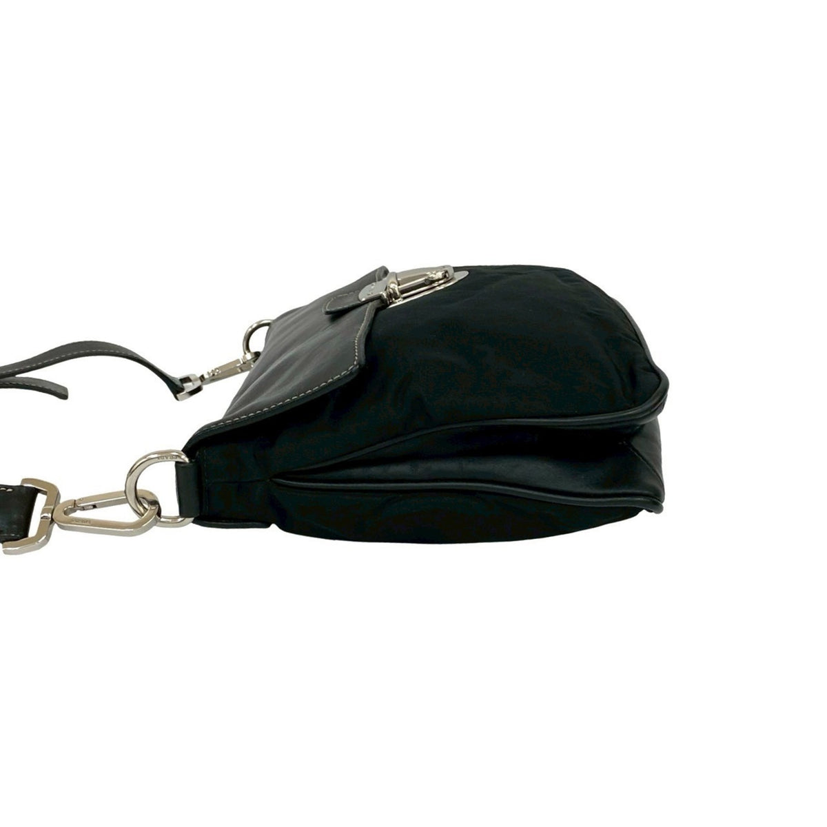 Prada Black Leather Nylon Pochette Shoulder Bag (Pre-Owned)