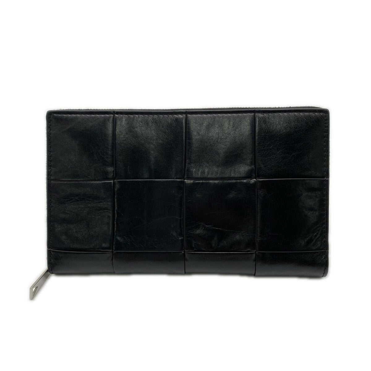 Bottega Veneta Black Nylon Leather Long Wallet (Bi-Fold) (Pre-Owned)