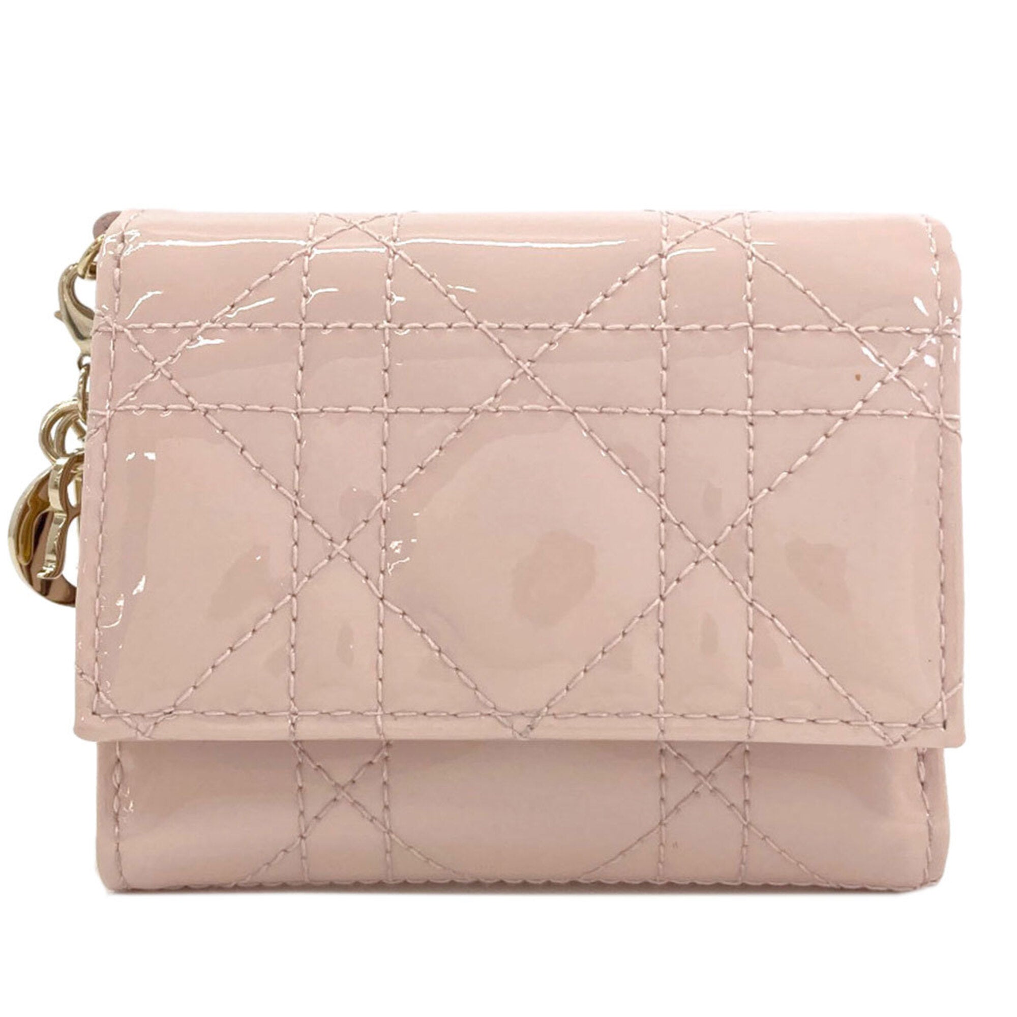 Christian Dior Pink Patent Leather Wallet (Bi-Fold) (Pre-Owned)