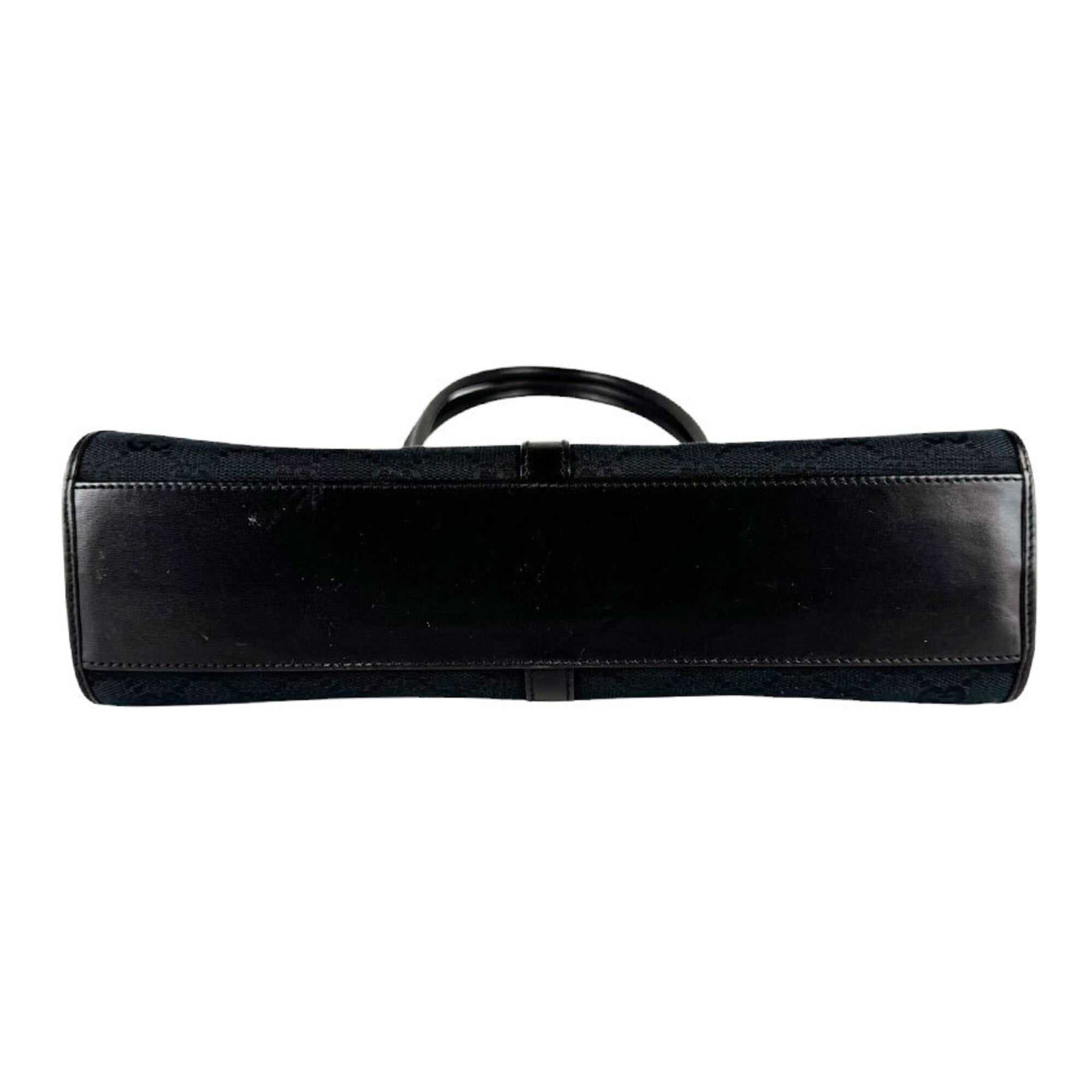 Gucci Black Gg Canvas Leather Handbag (Pre-Owned)