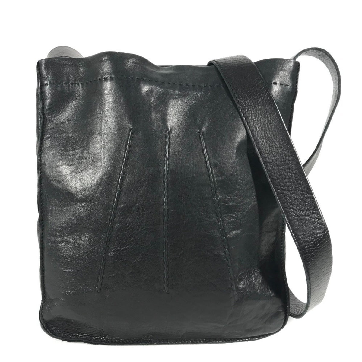 Hermes Toudou Black Leather Pochette Shoulder Bag (Pre-Owned)