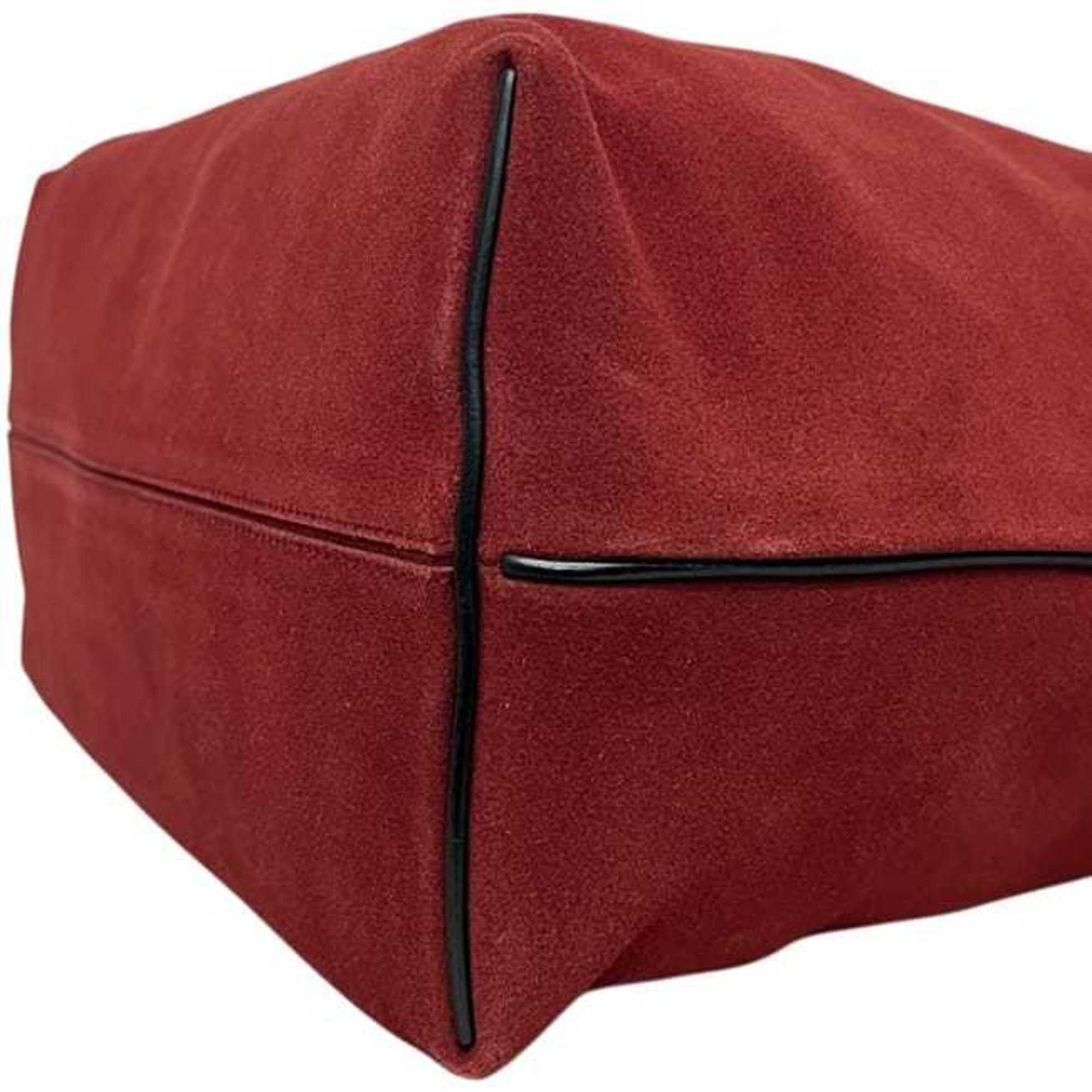 Loewe Red Color Suede Leather Shoulder Bag Tote Bag (Pre-Owned)