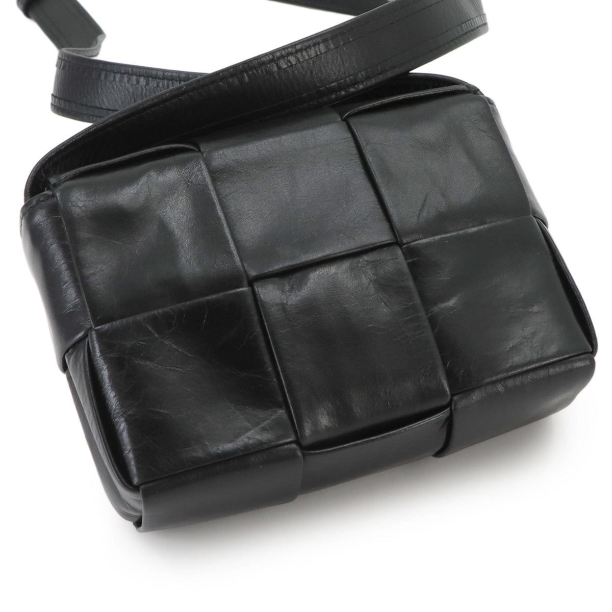 Bottega Veneta Black Leather Handbag Shoulder Bag (Pre-Owned)