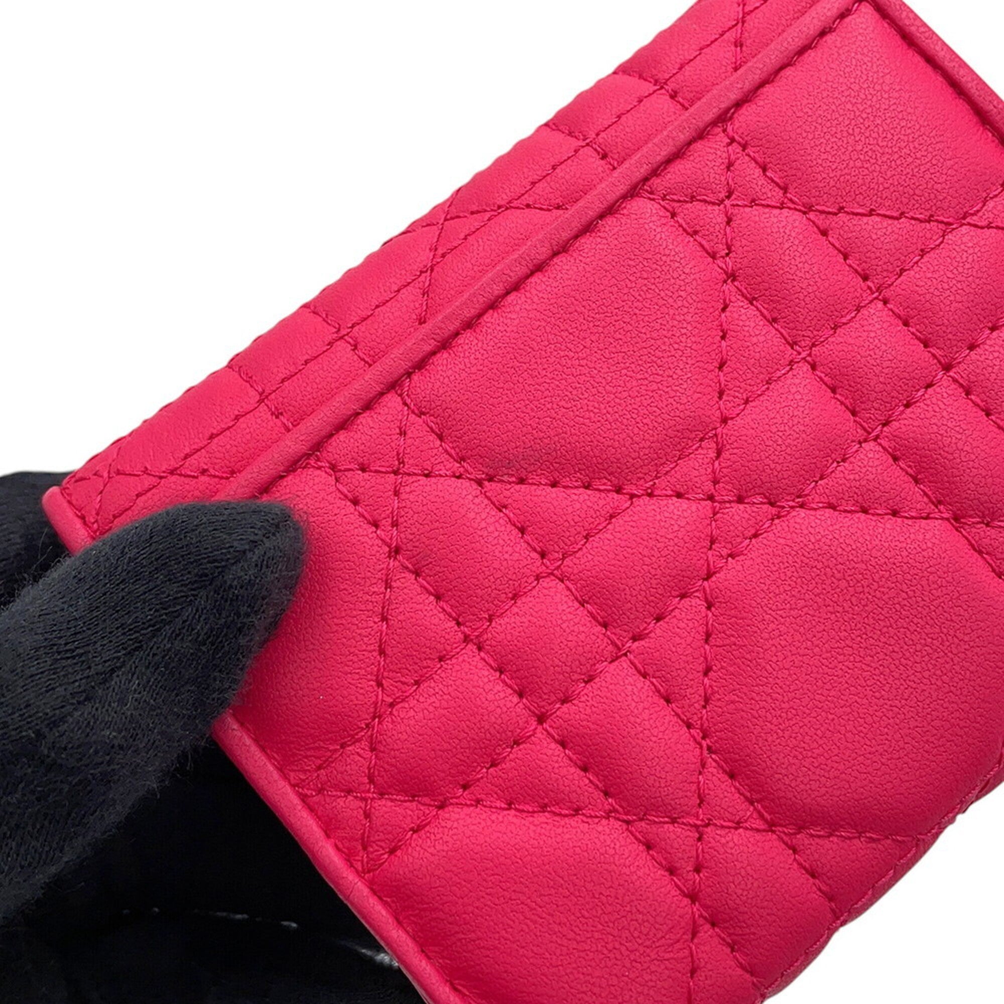 Christian Dior Lady Dior Pink Leather Wallet (Tri-Fold) (Pre-Owned)