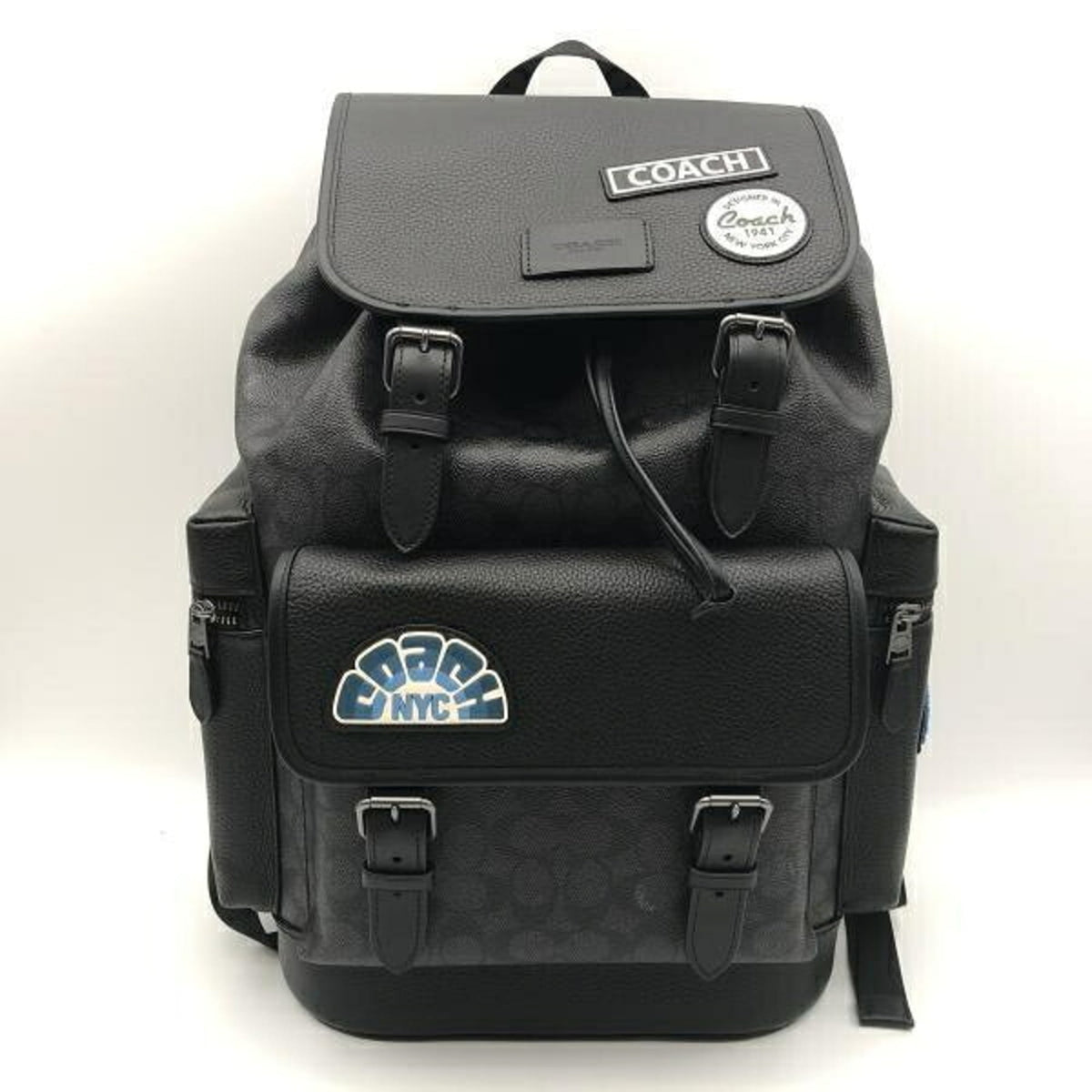 Coach Black Blue Signature Line Backpack (Pre-Owned)