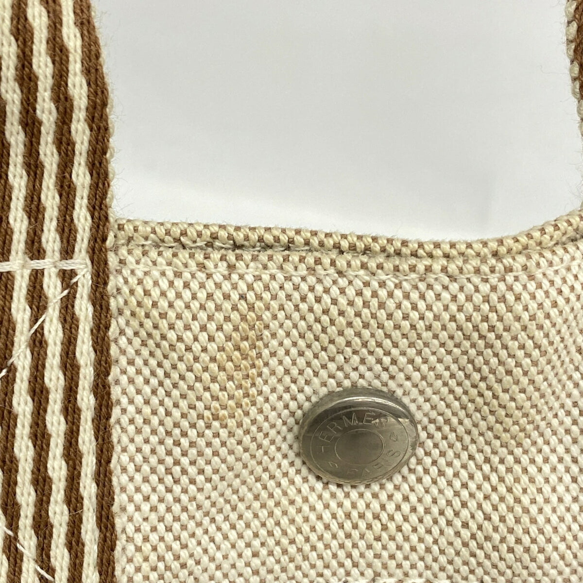 Hermes Beige Canvas Tote Bag (Pre-Owned)
