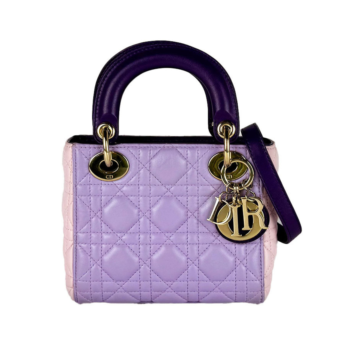 Christian Dior Pink Purple Leather Handbag Shoulder Bag (Pre-Owned)