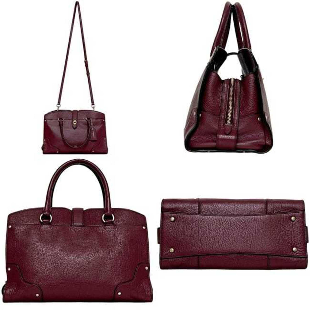 Coach Bordeaux Leather Handbag Shoulder Bag (Pre-Owned)