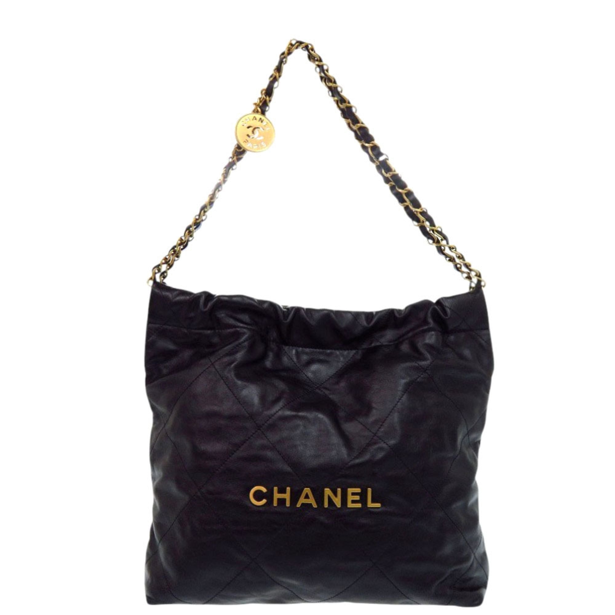 Chanel Black Leather Pouch Shoulder Bag (Pre-Owned)