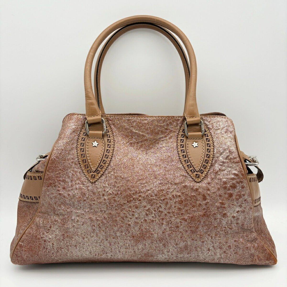 Fendi Etnico Bronze Brown Metallic Leather Handbag Tote Bag (Pre-Owned)