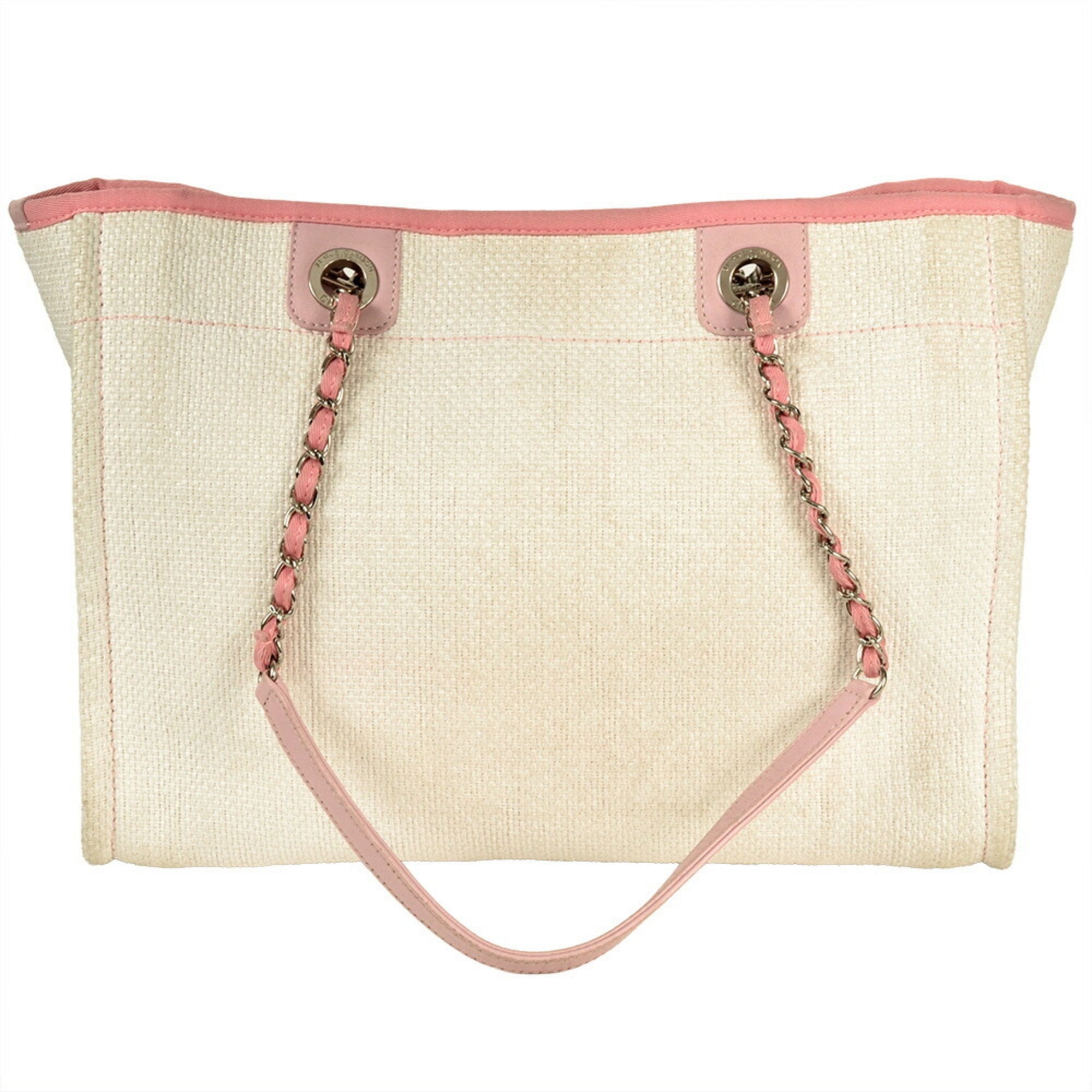 Chanel Beige Pink Straw Tote Bag (Pre-Owned)