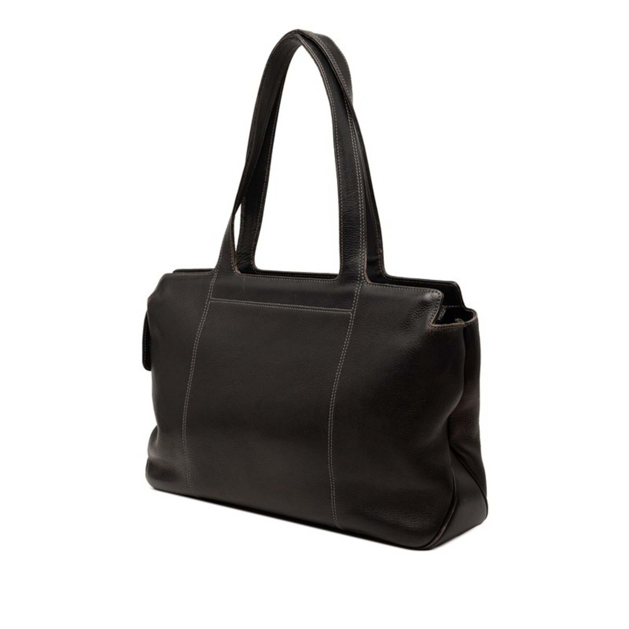 Salvatore Ferragamo Brown Leather Shoulder Bag Tote Bag (Pre-Owned)
