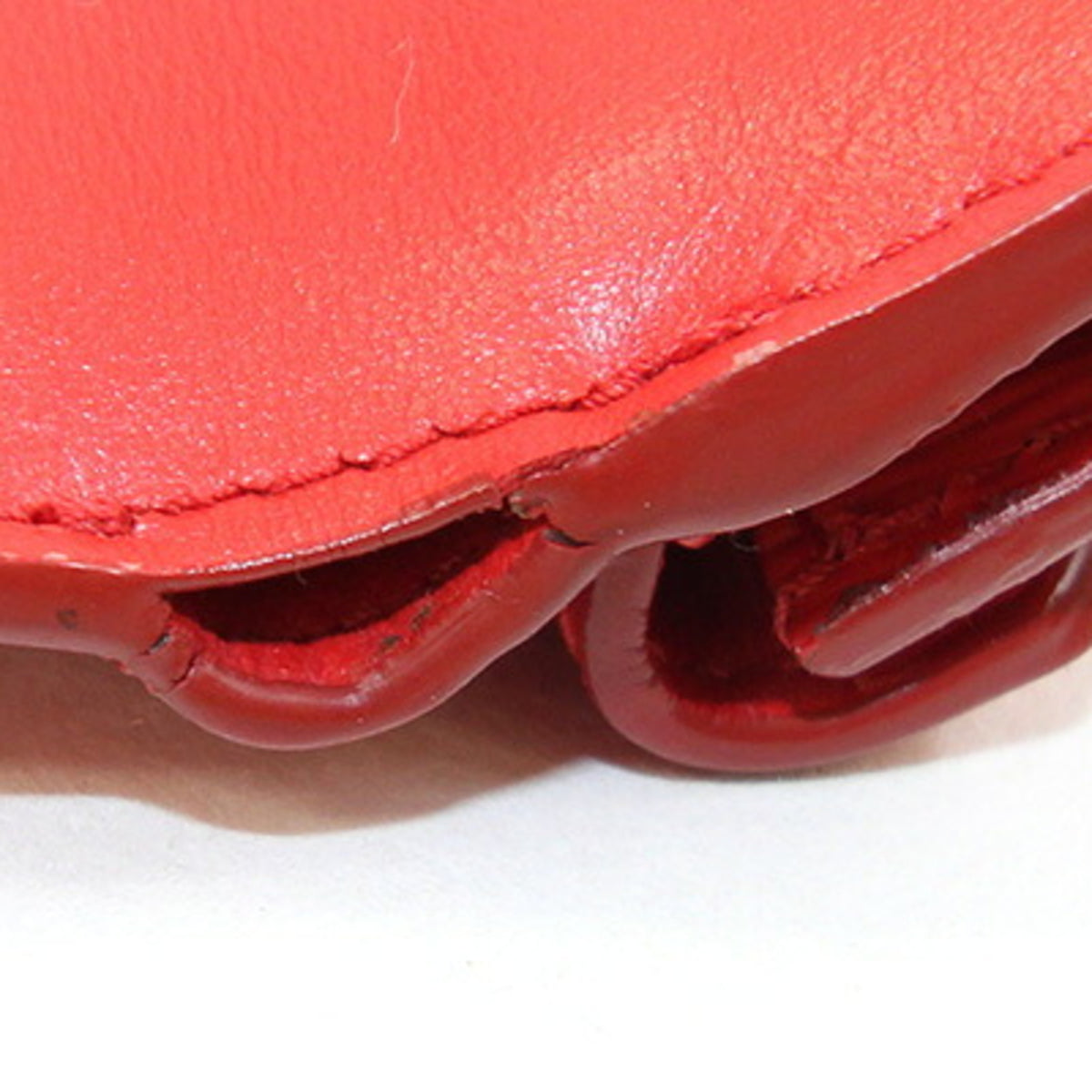 Prada Red Color Leather Wallet (Tri-Fold) (Pre-Owned)