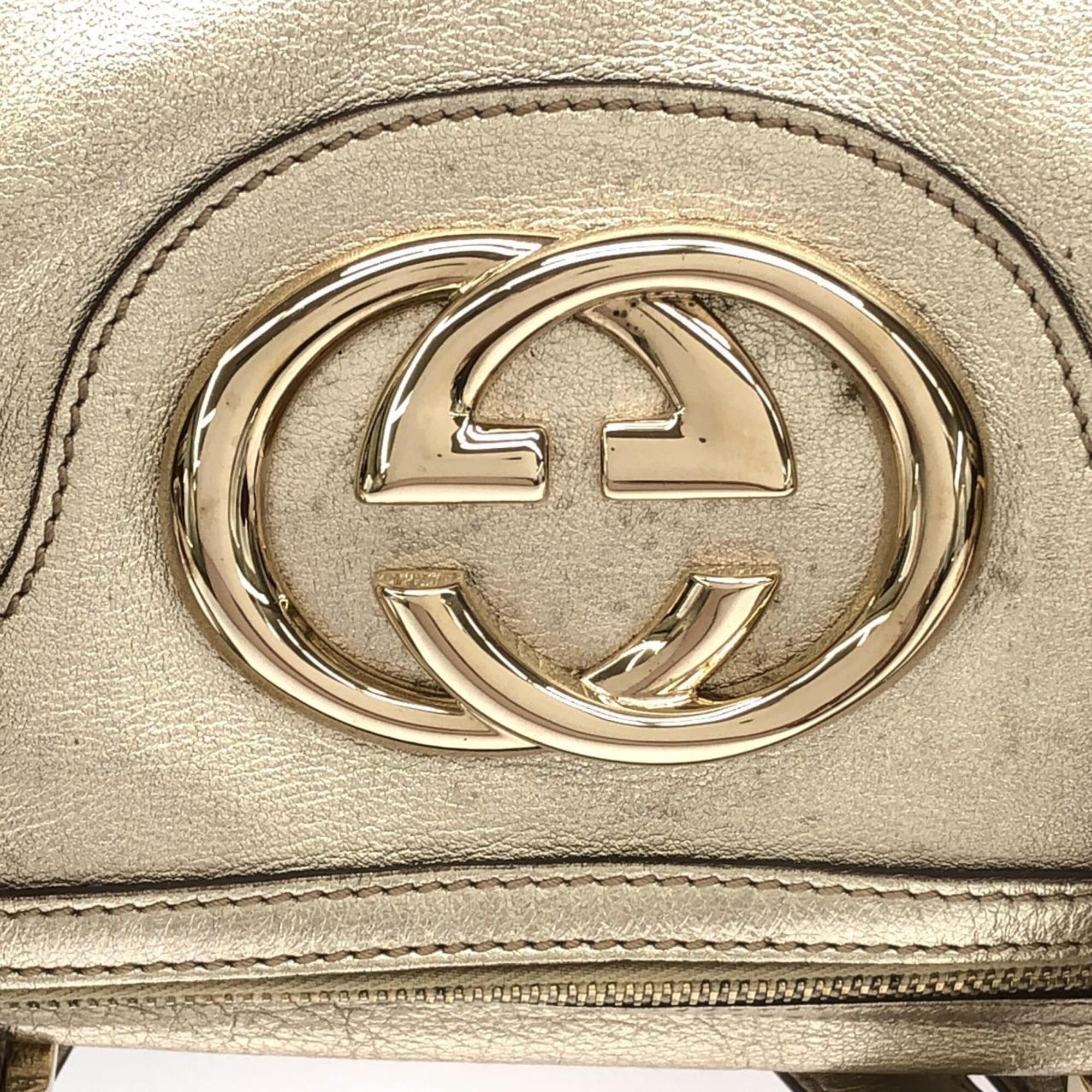 Gucci Metallic Gold Leather Boston Bag (Pre-Owned)