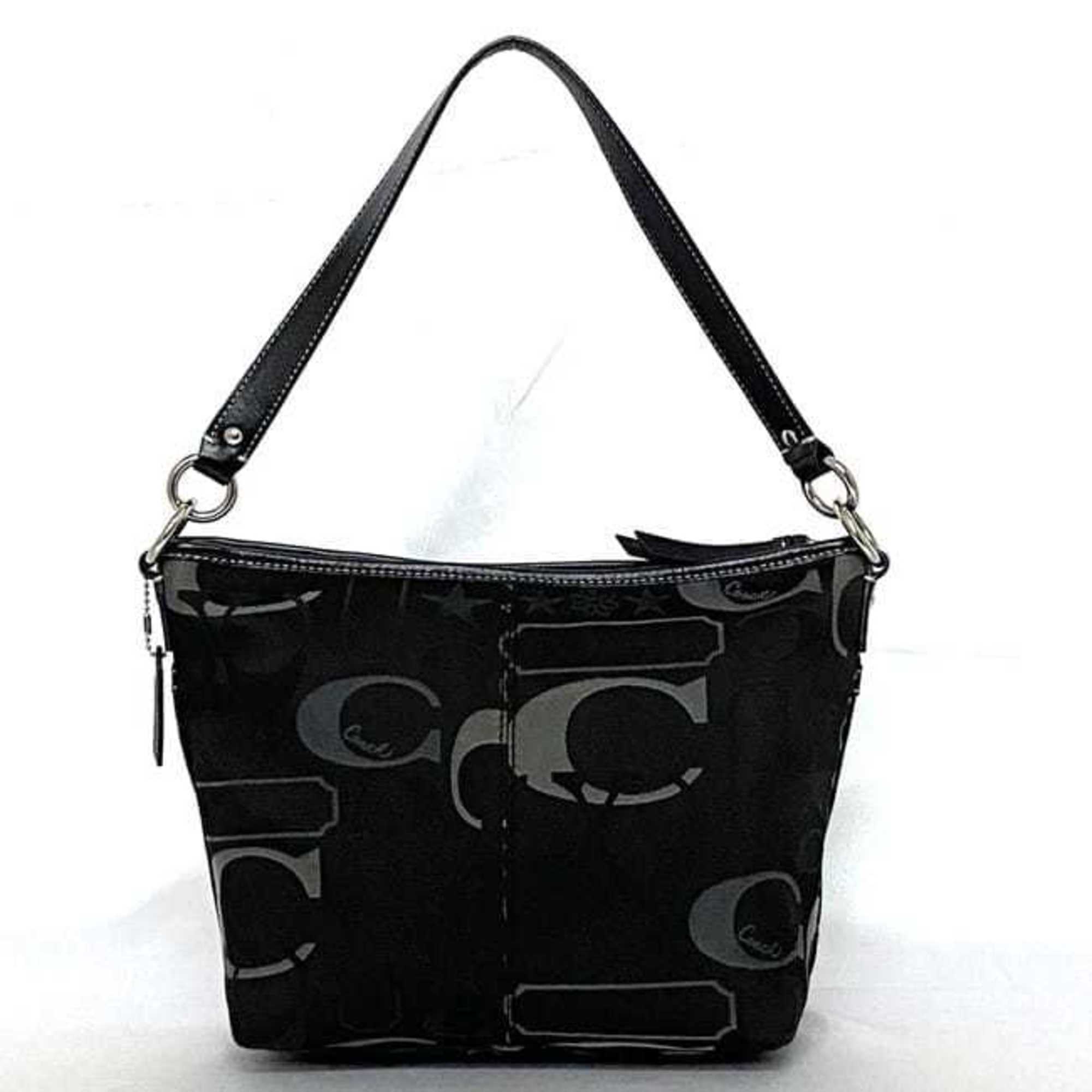 Coach Black Canvas Leather Shoulder Bag (Pre-Owned)