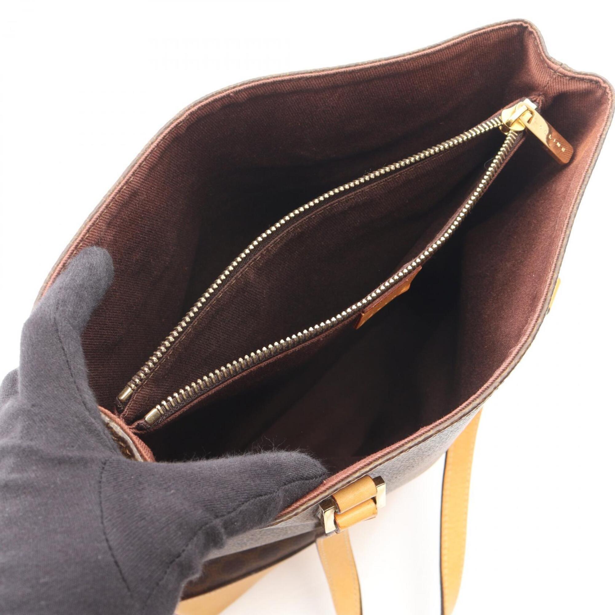 Celine Brown Coated Canvas Leather Handbag Tote Bag (Pre-Owned)