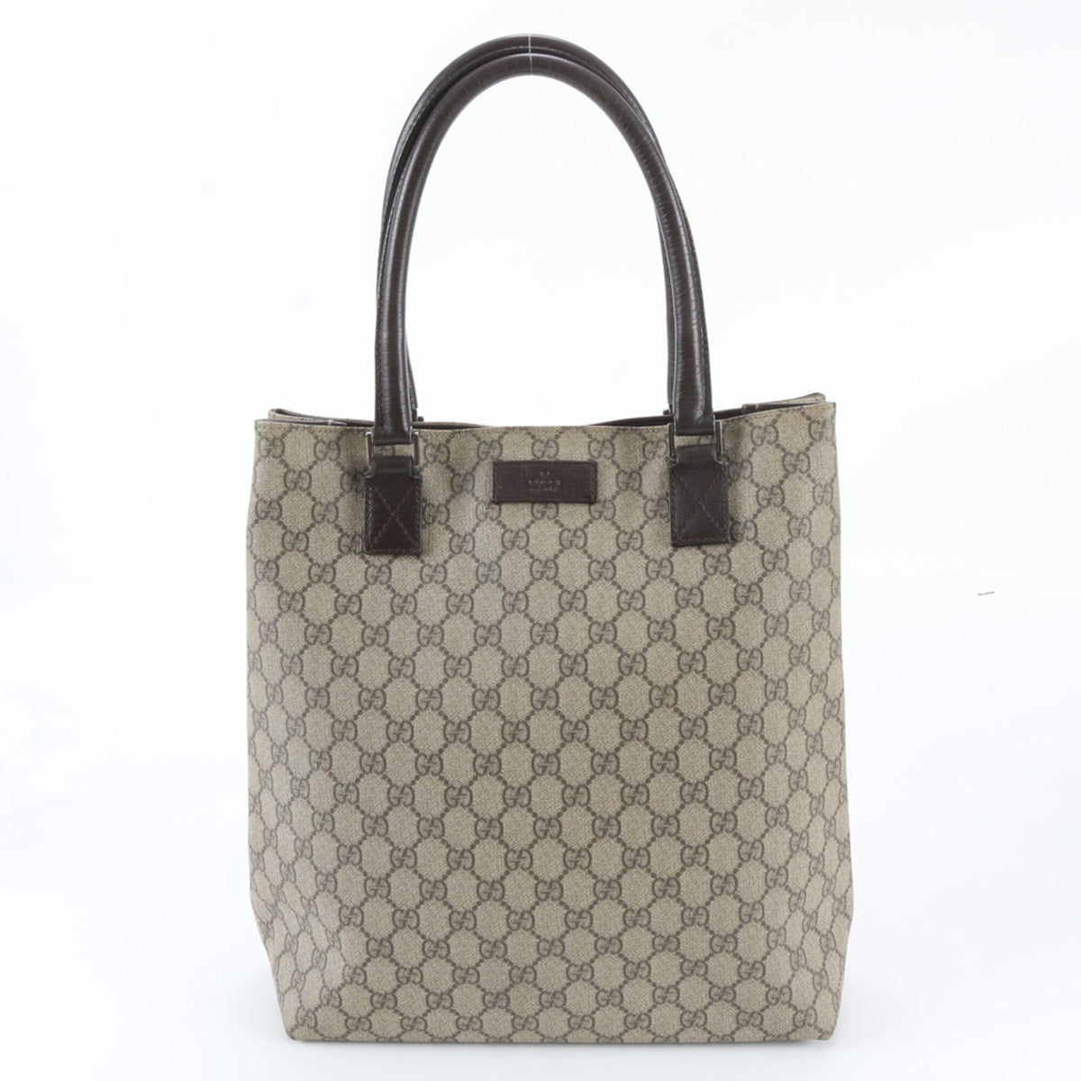 Gucci Beige Leather Coated Canvas Shoulder Bag Tote Bag (Pre-Owned)