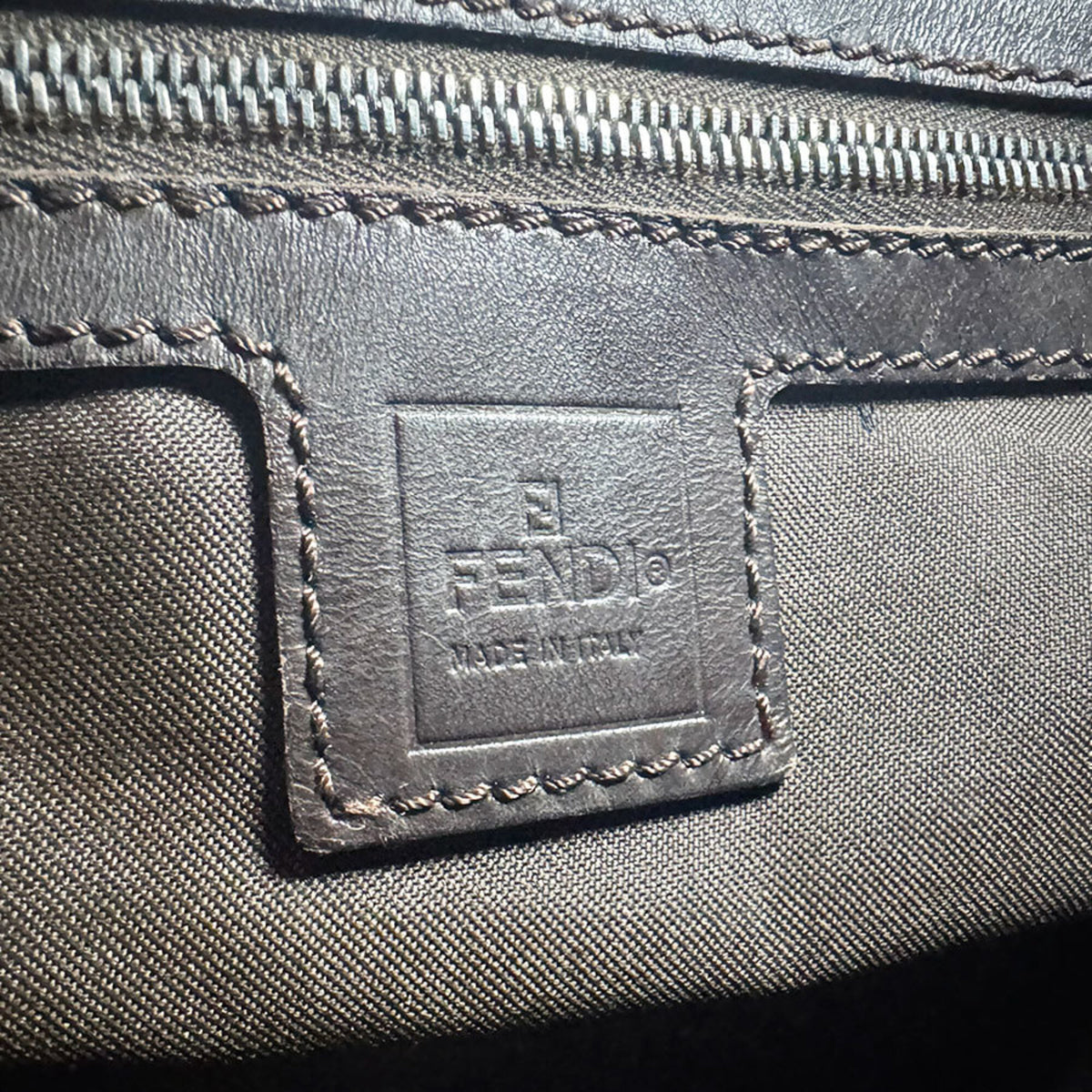 Fendi Brown Nylon Canvas Leather Handbag (Pre-Owned)