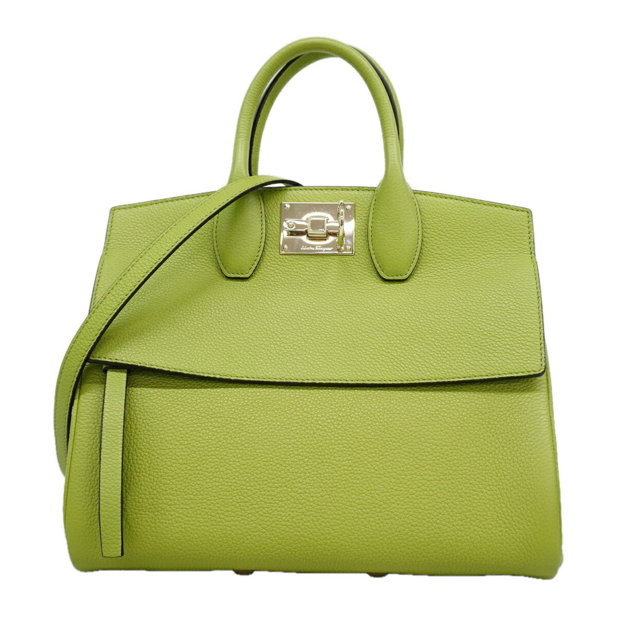 Salvatore Ferragamo Green Leather Handbag (Pre-Owned)