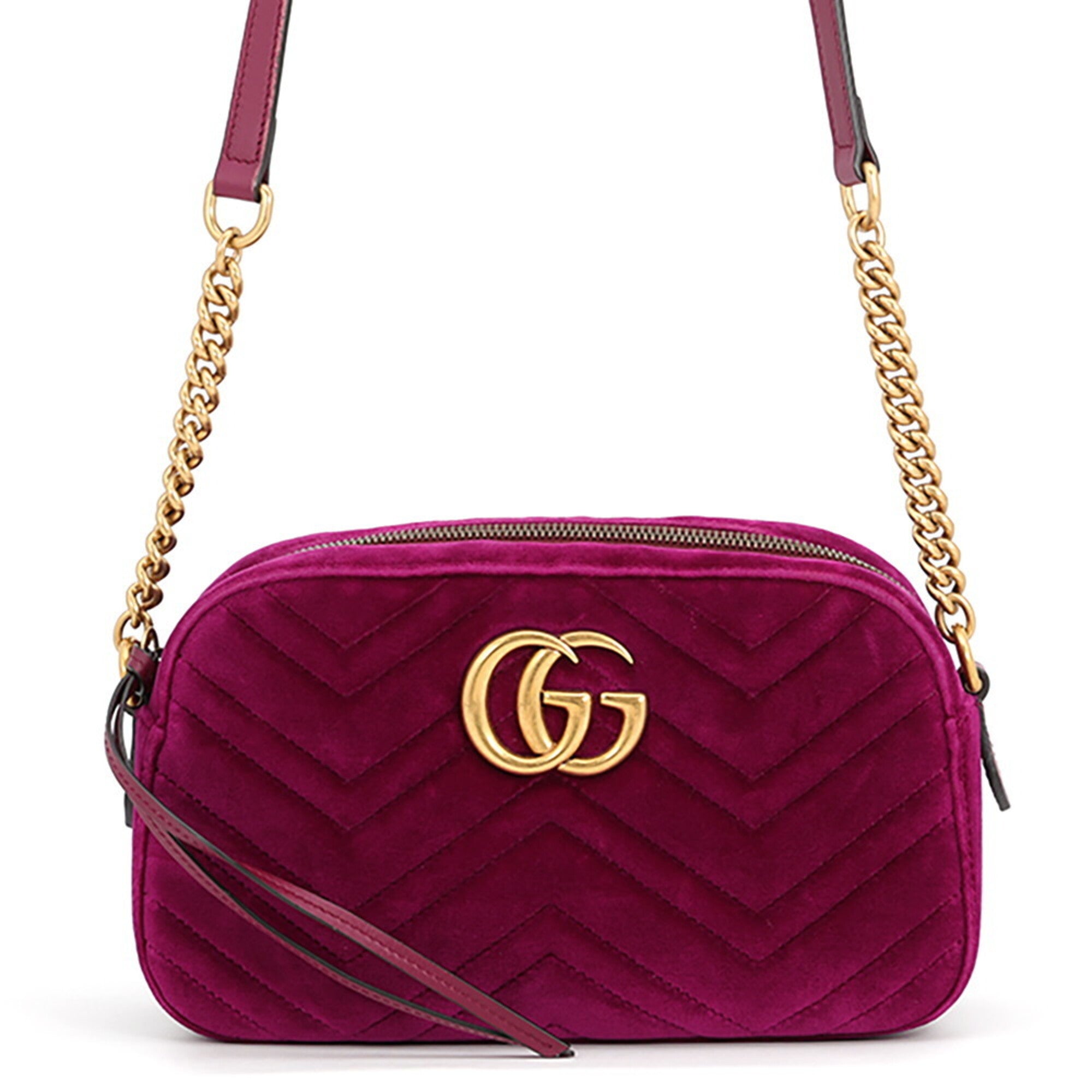 Gucci Gg Marmont Purple Velvet Handbag Shoulder Bag (Pre-Owned)