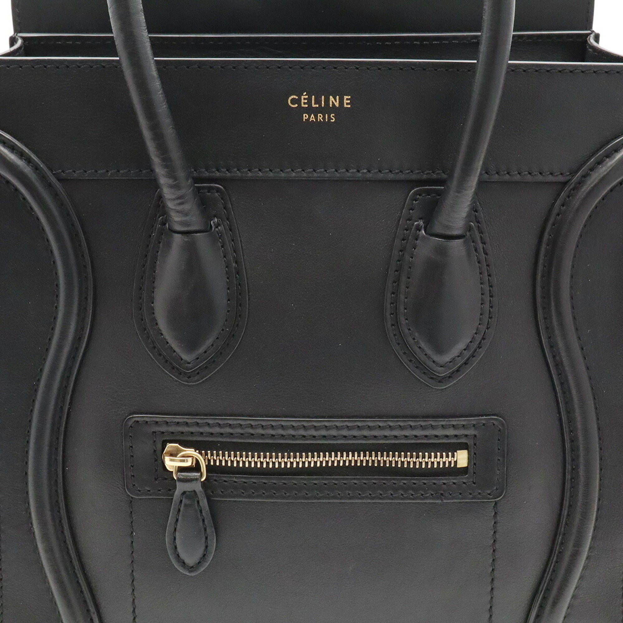 Celine Luggage Black Leather Handbag Tote Bag (Pre-Owned)