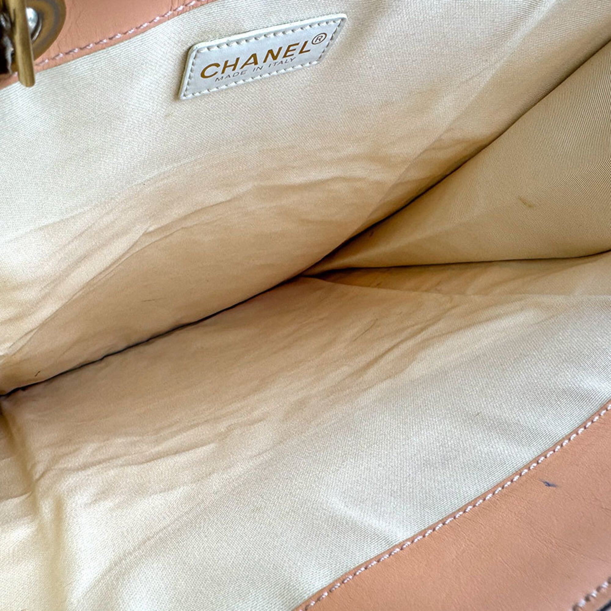 Chanel Pink Orange Canvas Handbag (Pre-Owned)