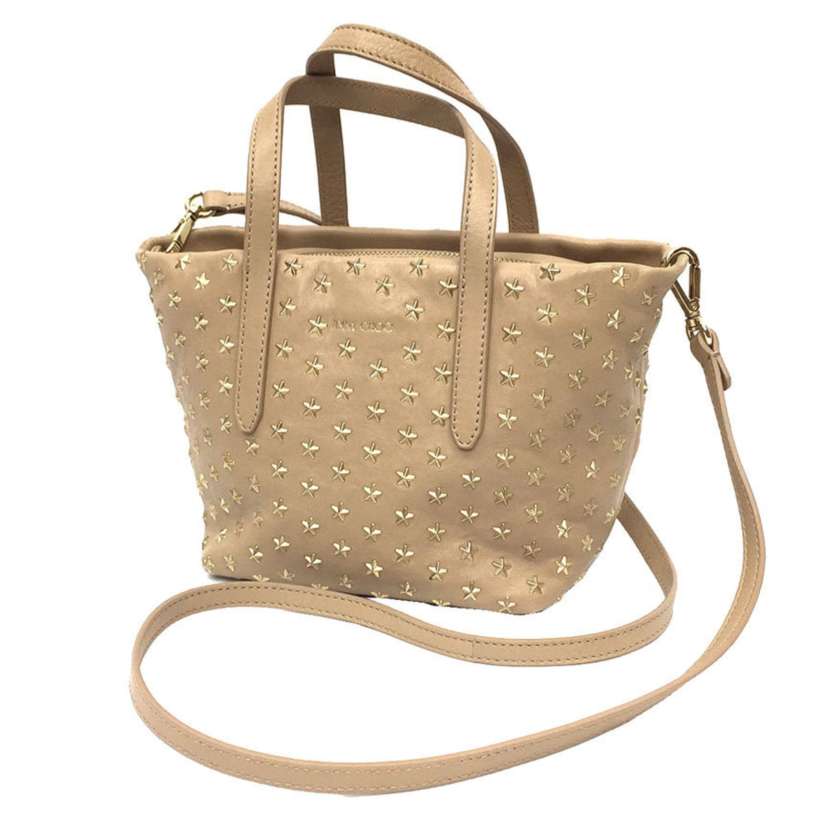 Jimmy Choo Gold Leather Handbag Shoulder Bag Tote Bag (Pre-Owned)