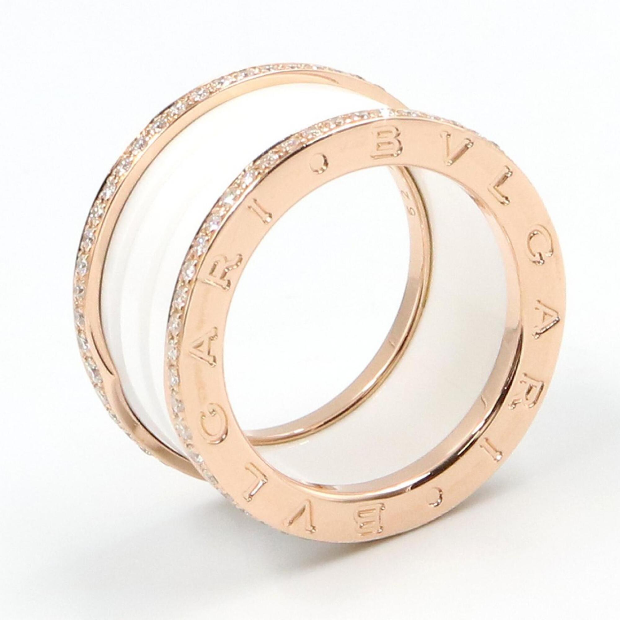 Bvlgari Gold Clear White Pink Gold (18K) Ceramic Band Ring (Pre-Owned)
