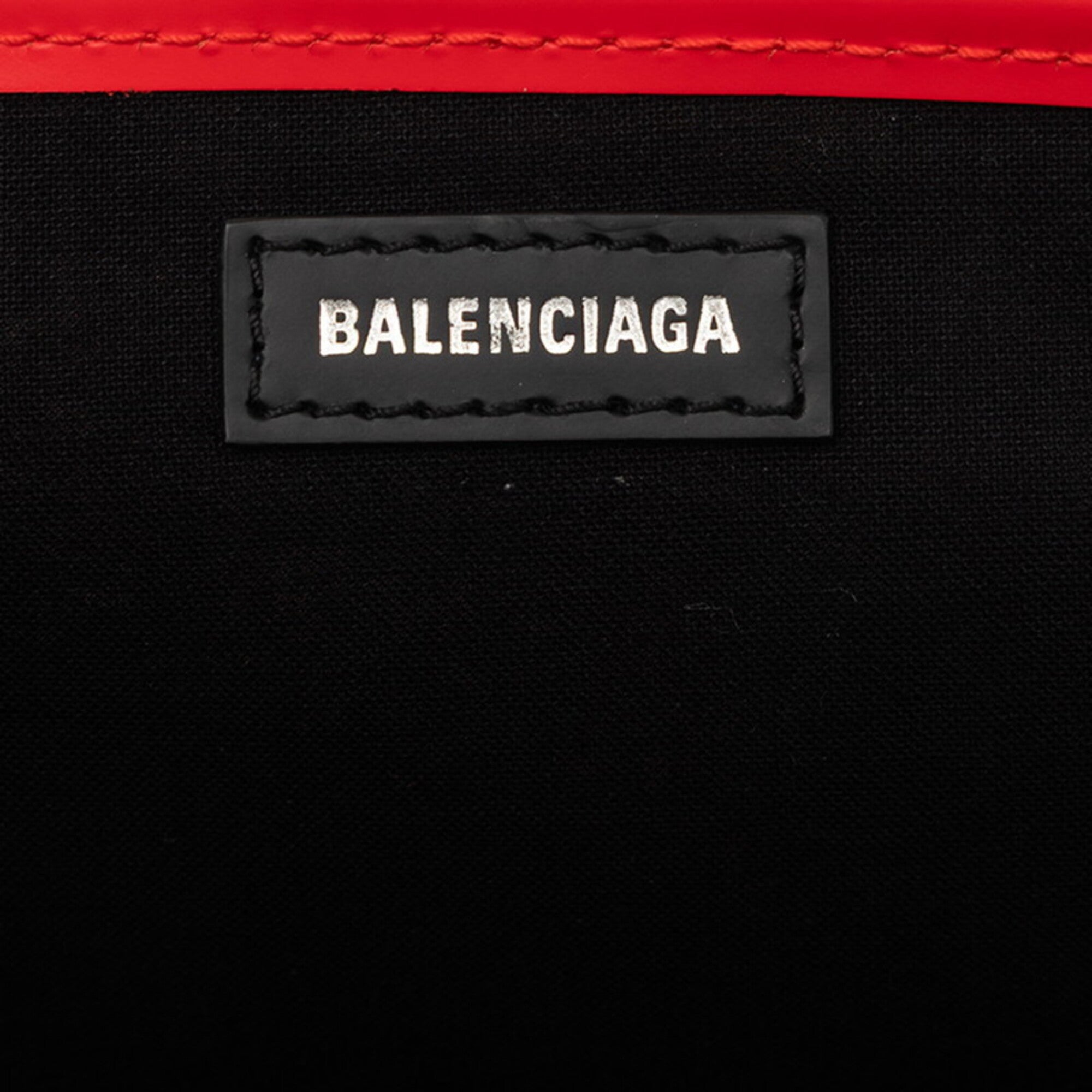 Balenciaga Red Color Canvas Leather Handbag Pouch Tote Bag (Pre-Owned)